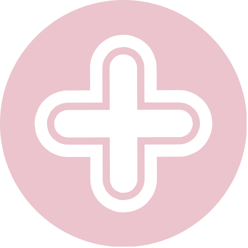 Pink circle with a white plus sign in the center.