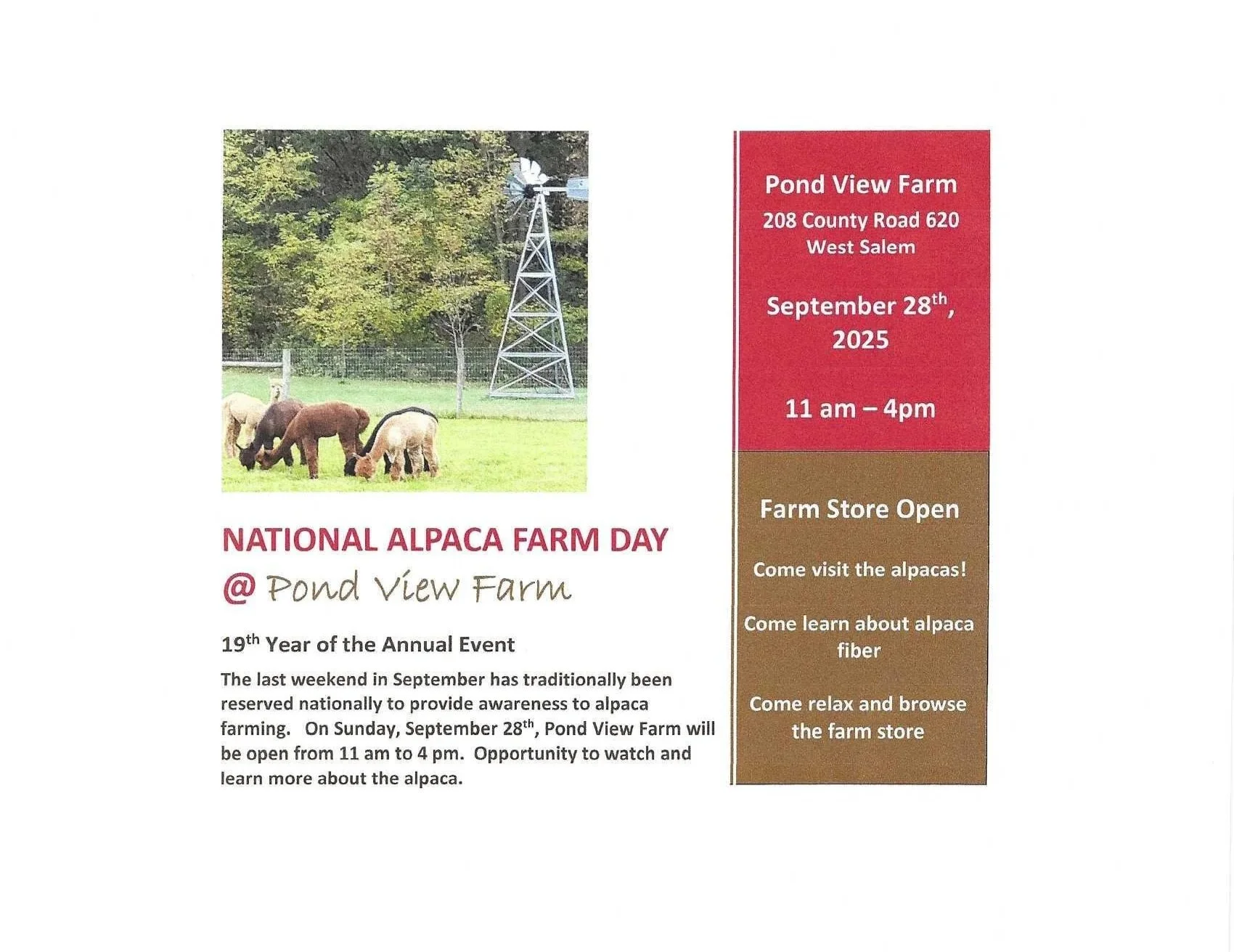 National Alpaca Farm Day @ Pond View Farm