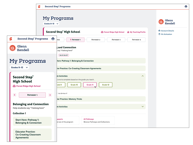 The educator experience was optimized for both desktop and mobile use.