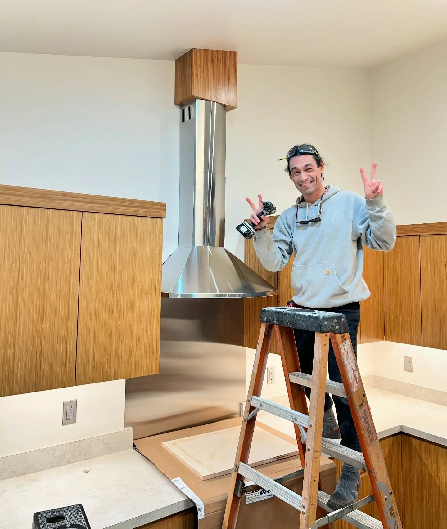 Wrapping up this build with some add-ons designed by the client. The carbonized bamboo doors came out beautifully and the finger pull handles are a success.