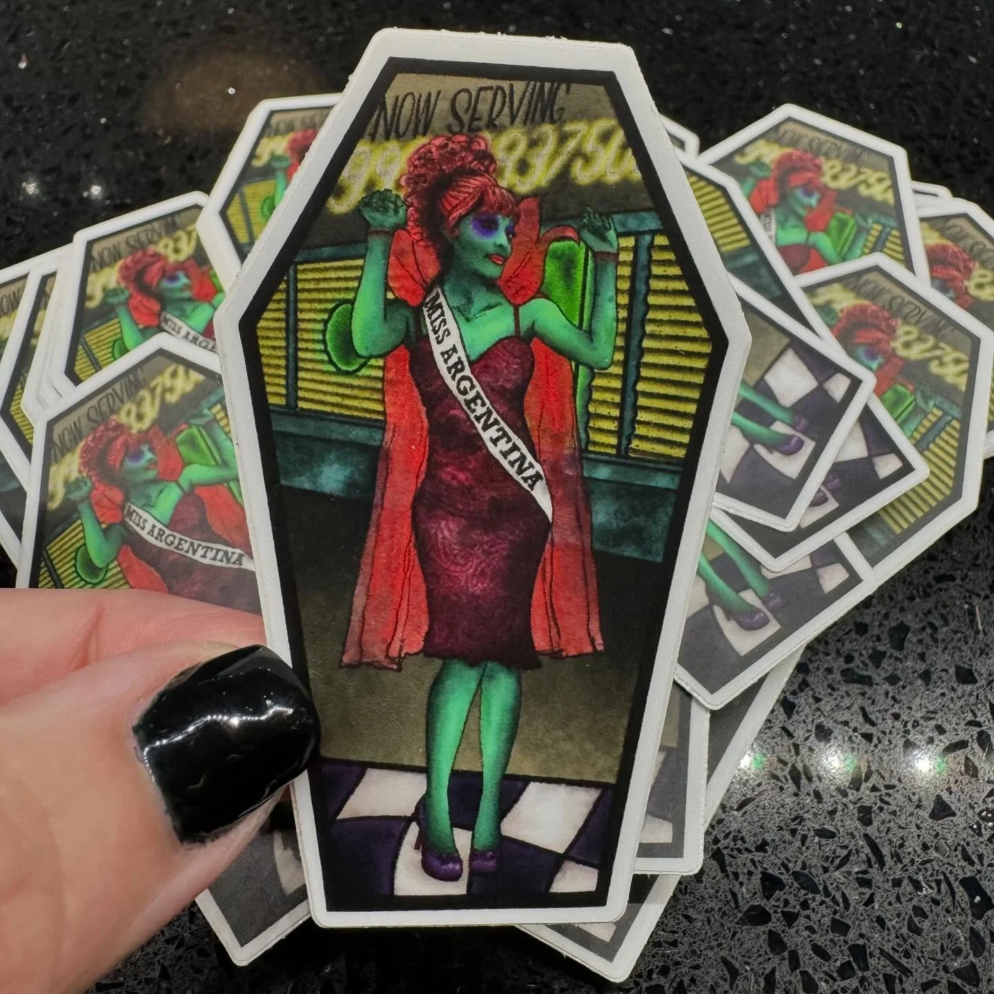 &ldquo;If I knew then, what I know now&hellip; I wouldn&rsquo;t have had my &lsquo;little accident&rsquo; &hellip;&rdquo; Miss Argentina now in the Etsy shop! See link in bio or head over to kellyanncreative.com to link from there 💀 #beetlejuice #be