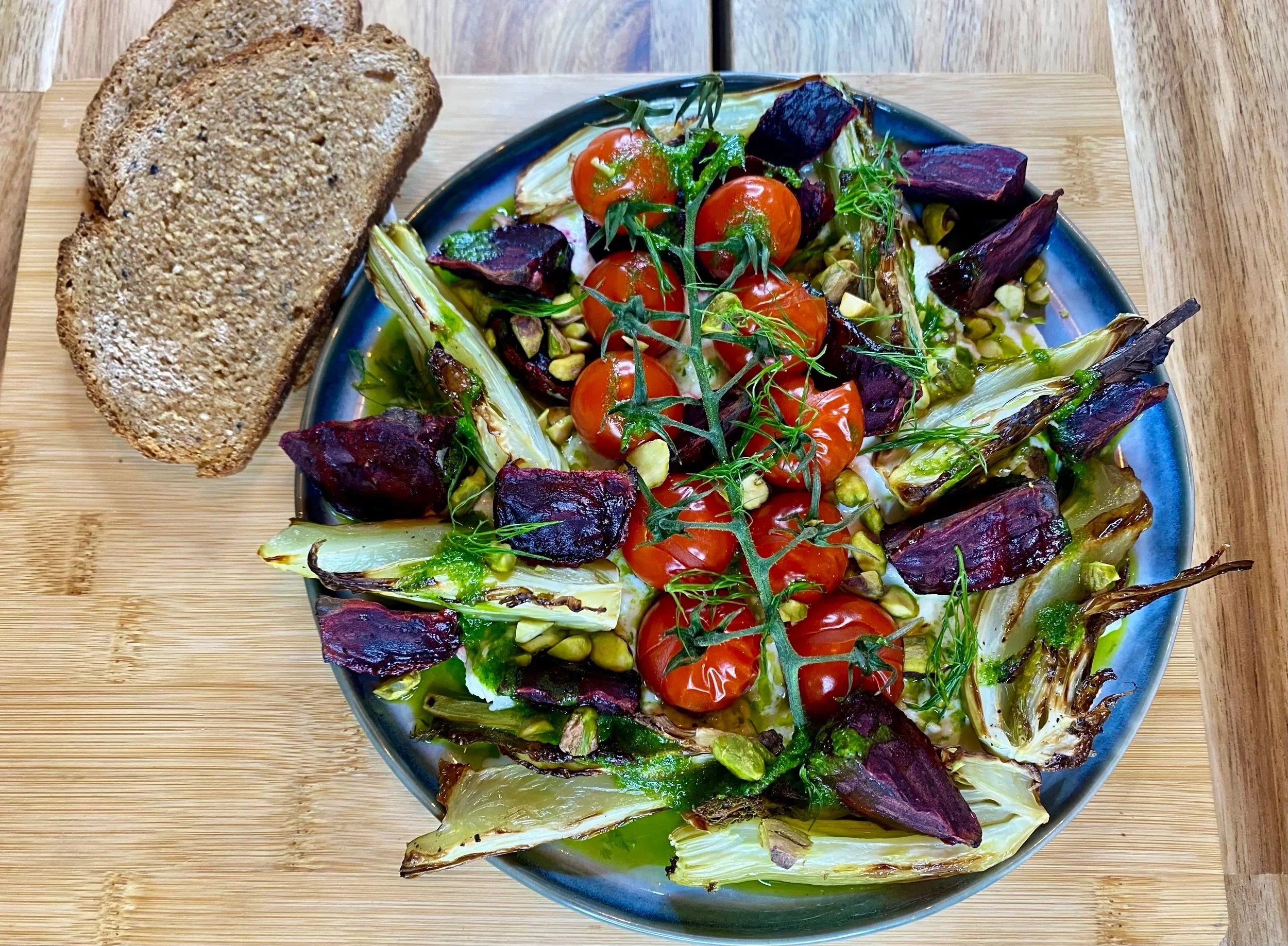 Roasted Fennel, Beetroot, and Tomatoes with Buffalo Mozzarella