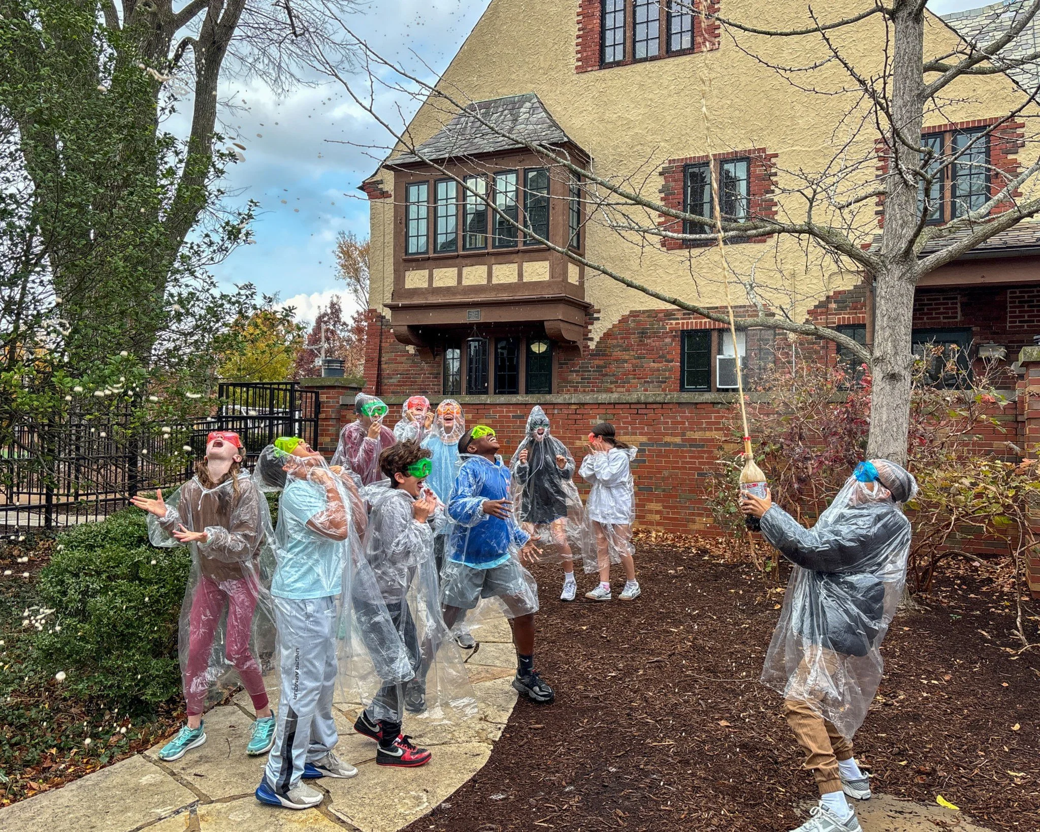 While studying concepts related to mixtures&mdash;chromatography, physical vs. chemical changes, and acids vs. bases&mdash;in Science classes with Mrs. Sharon Anibal, #ForsythSchool's Grade 5 students suited up outside for the classic Mentos and Diet