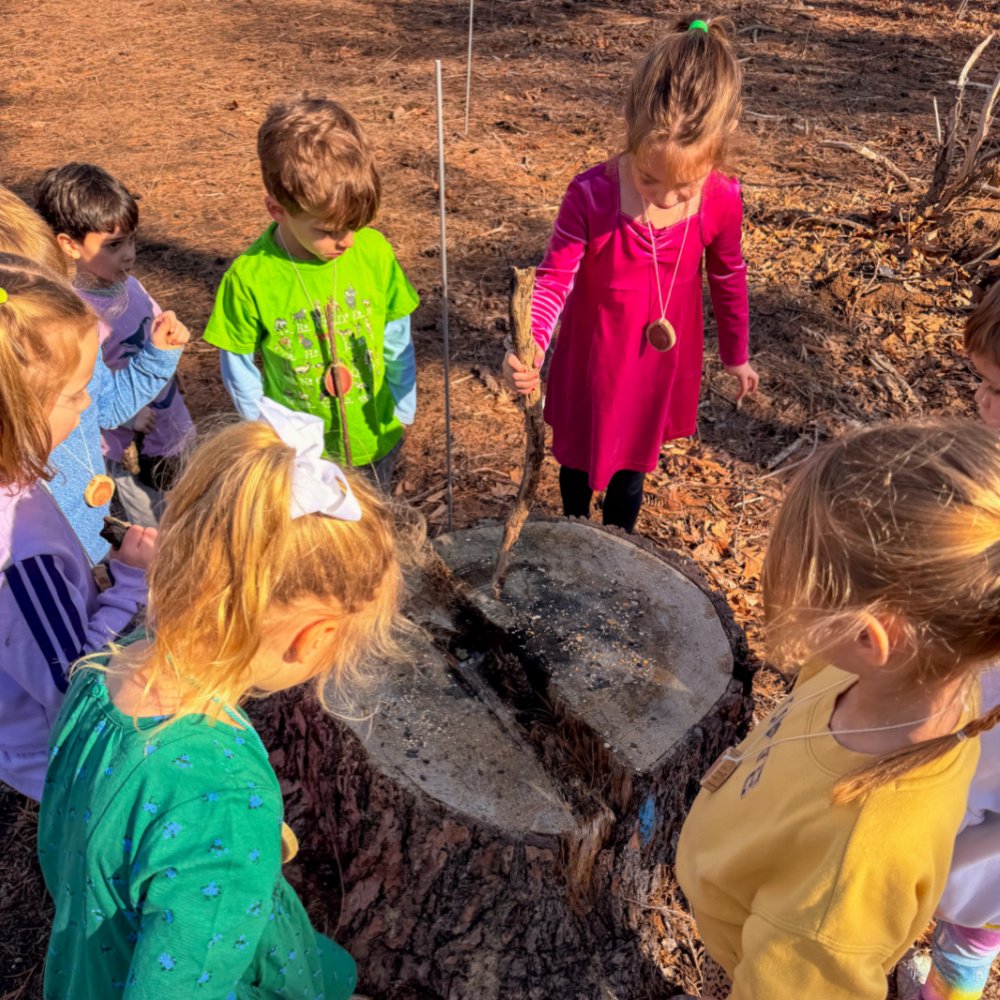 During this week's Jr-K Naturalist "tracks and trees"-themed walking field trips to Forest Park, the students made tree-bark rubbings and learned how to spot animal prints with Mrs. Christine Torlina (Science) and Mr. Gary Schimmelpfenig, r