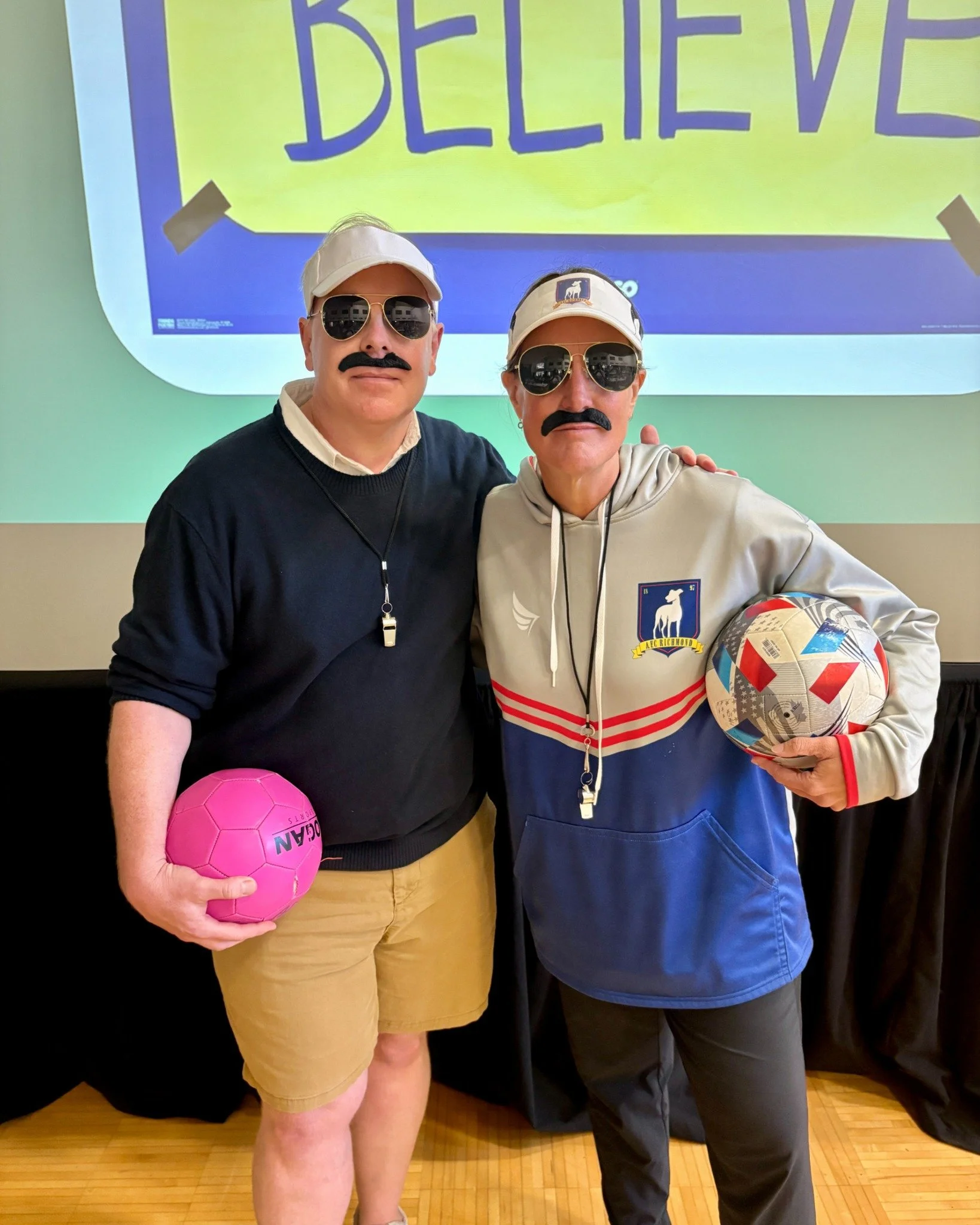 Not one, but TWO Ted Lassos welcomed #ForsythSchool teachers and staff back to campus yesterday for in-service week!

Mr. Jason Hooper, Assistant Head for Academics &amp; Lower Division Director, and Ms. Stephanie Teachout, Assistant Head for Strateg