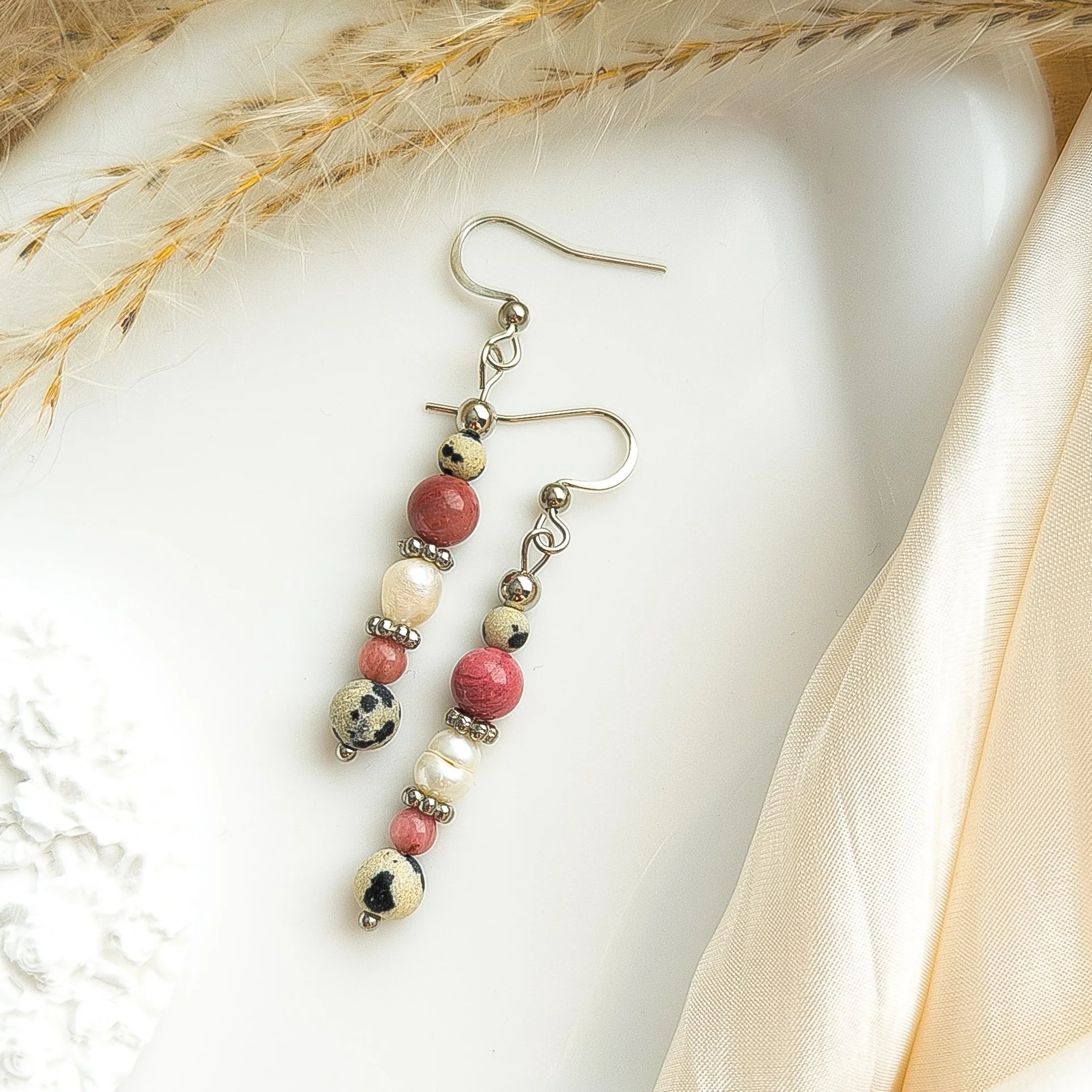 Dalmatian Jasper & Rhodonite Harmony Earrings