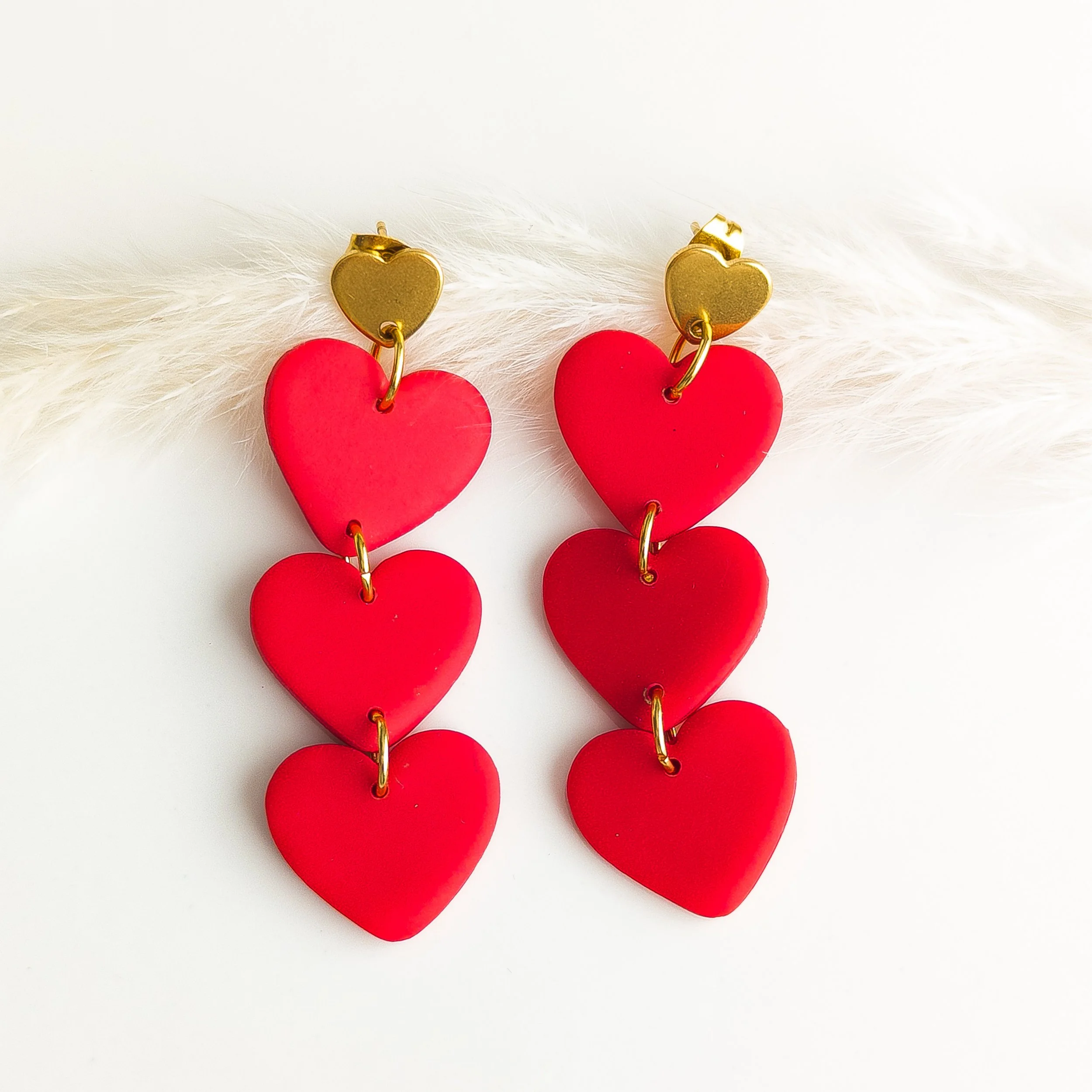 Red Polymer Clay Hearts