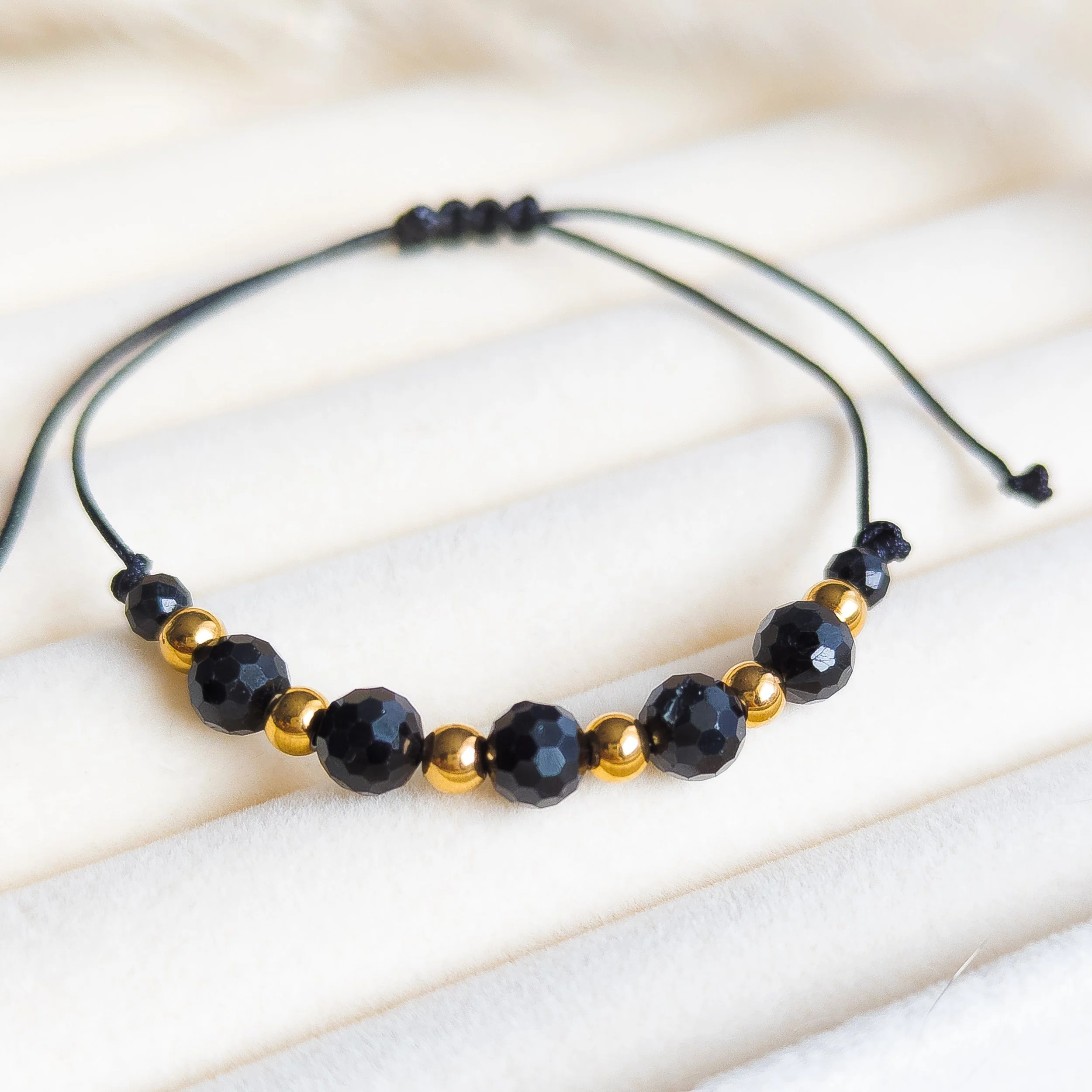 Faceted Black Tourmaline Protection Bracelet