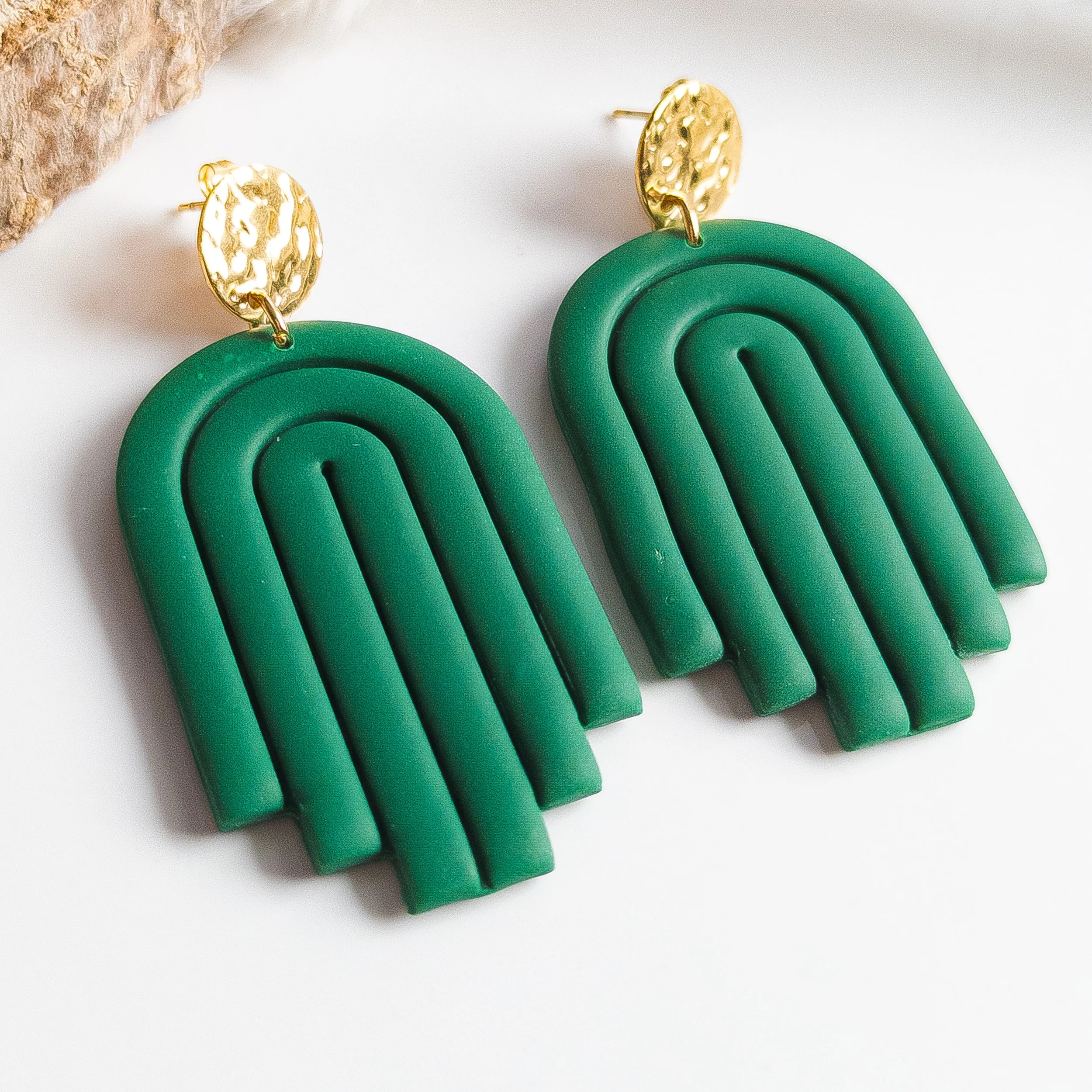 Green Arch Polymer Clay Earrings