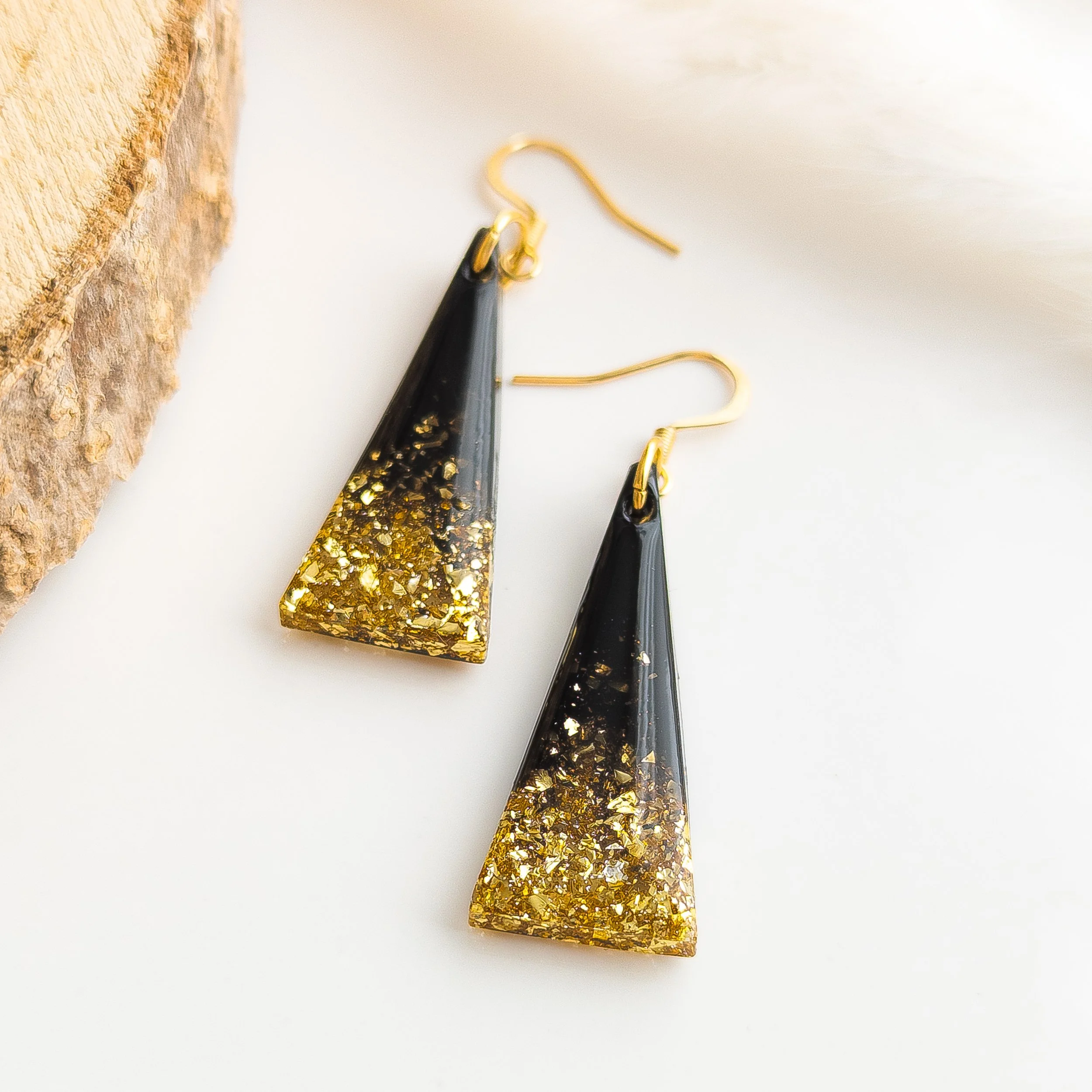 Black & Metallic Drop Earrings