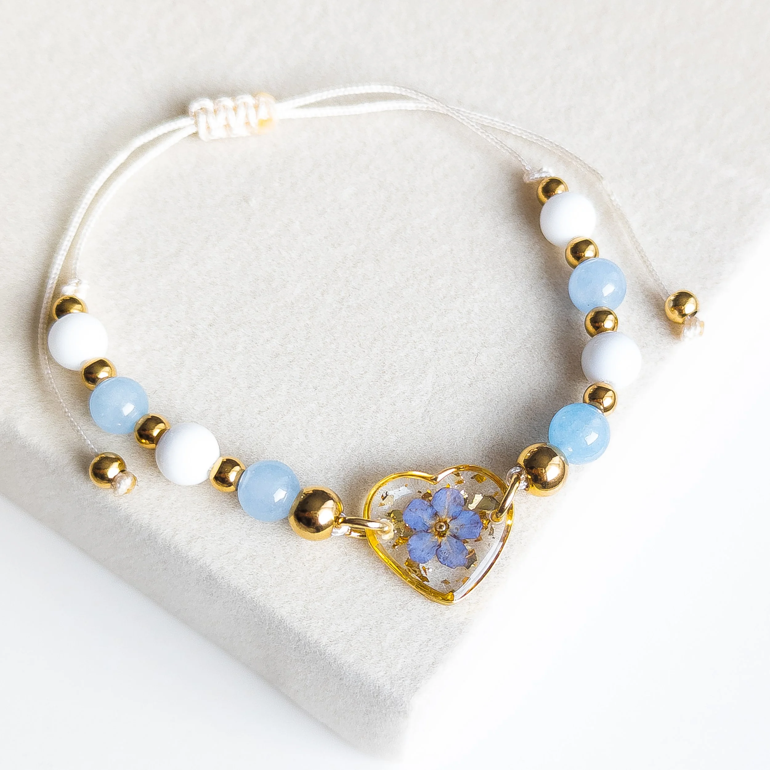 Forget-me-not Heart Gemstone Bracelet