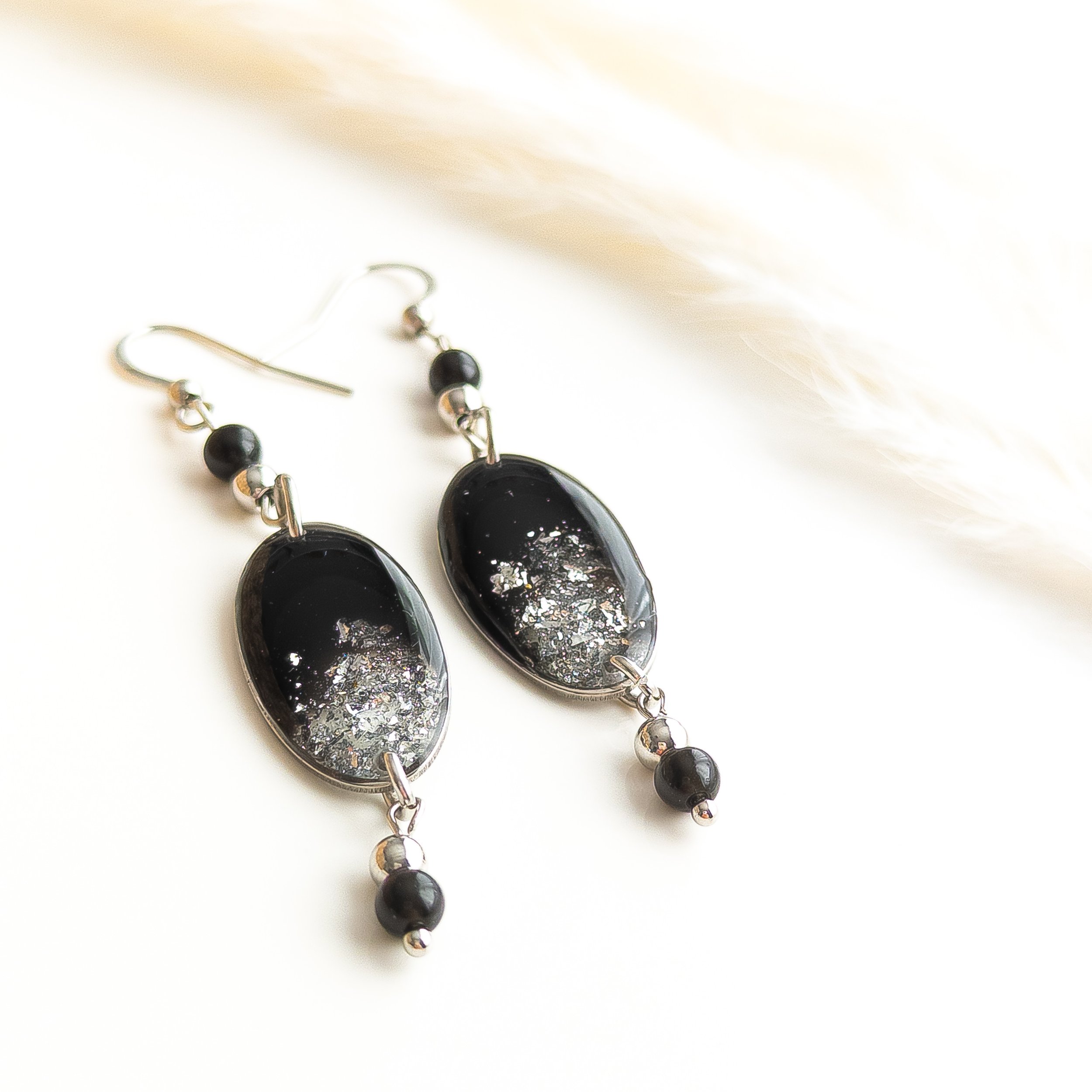 Silver Night Obsidian Earrings