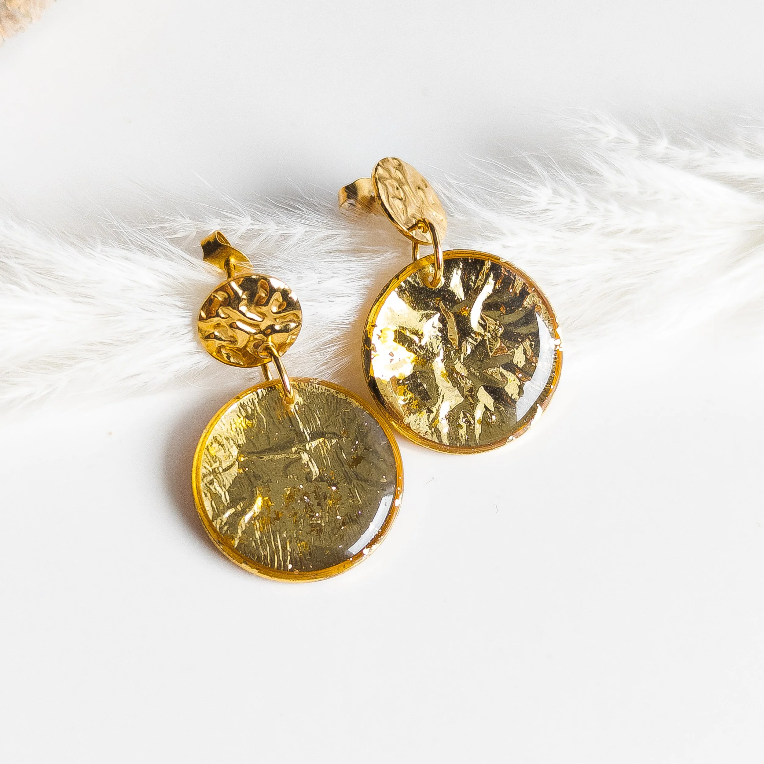 Gold Foil Circle Stud Earrings