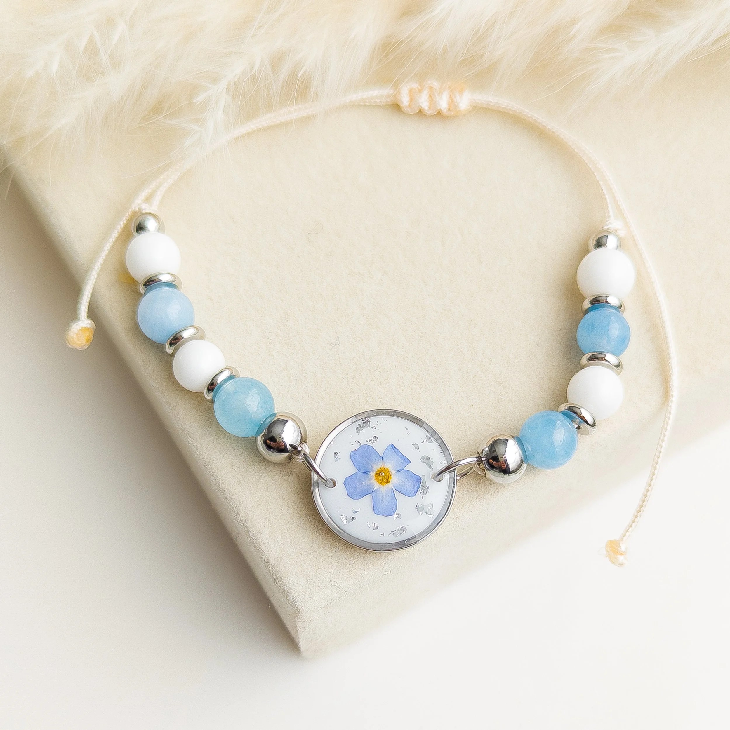 Forget-Me-Not Aquamarine Adjustable Bracelet