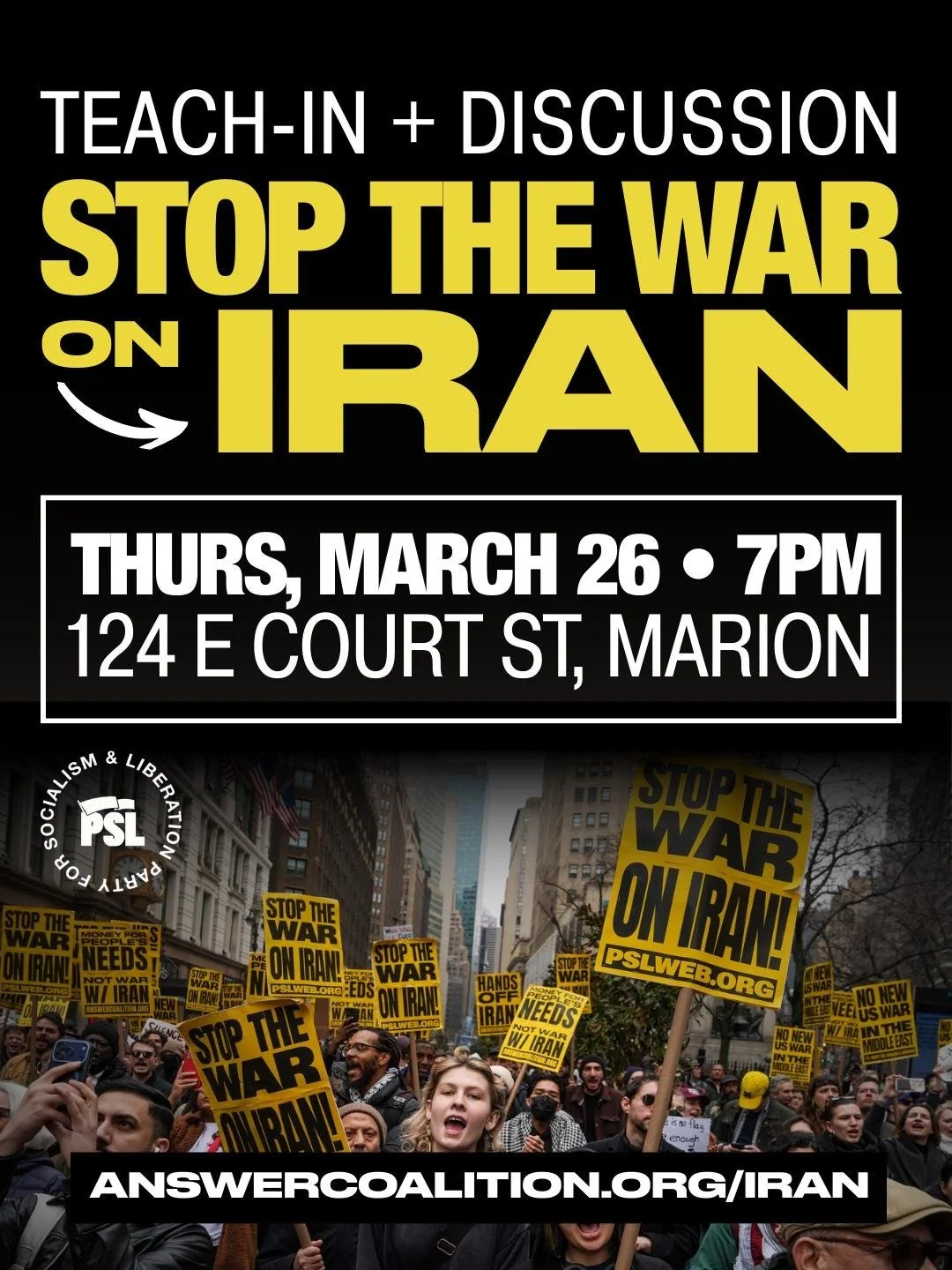 Stop The War On Iran Teach-In and Discussion