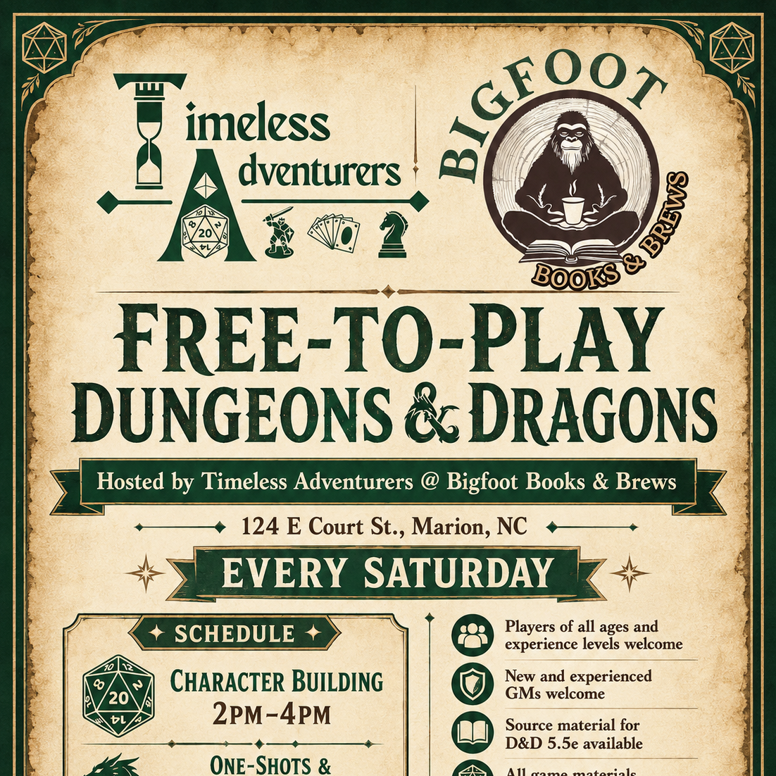 Free-to-Play Dungeons &amp; Dragons hosted by Timeless Adventurers