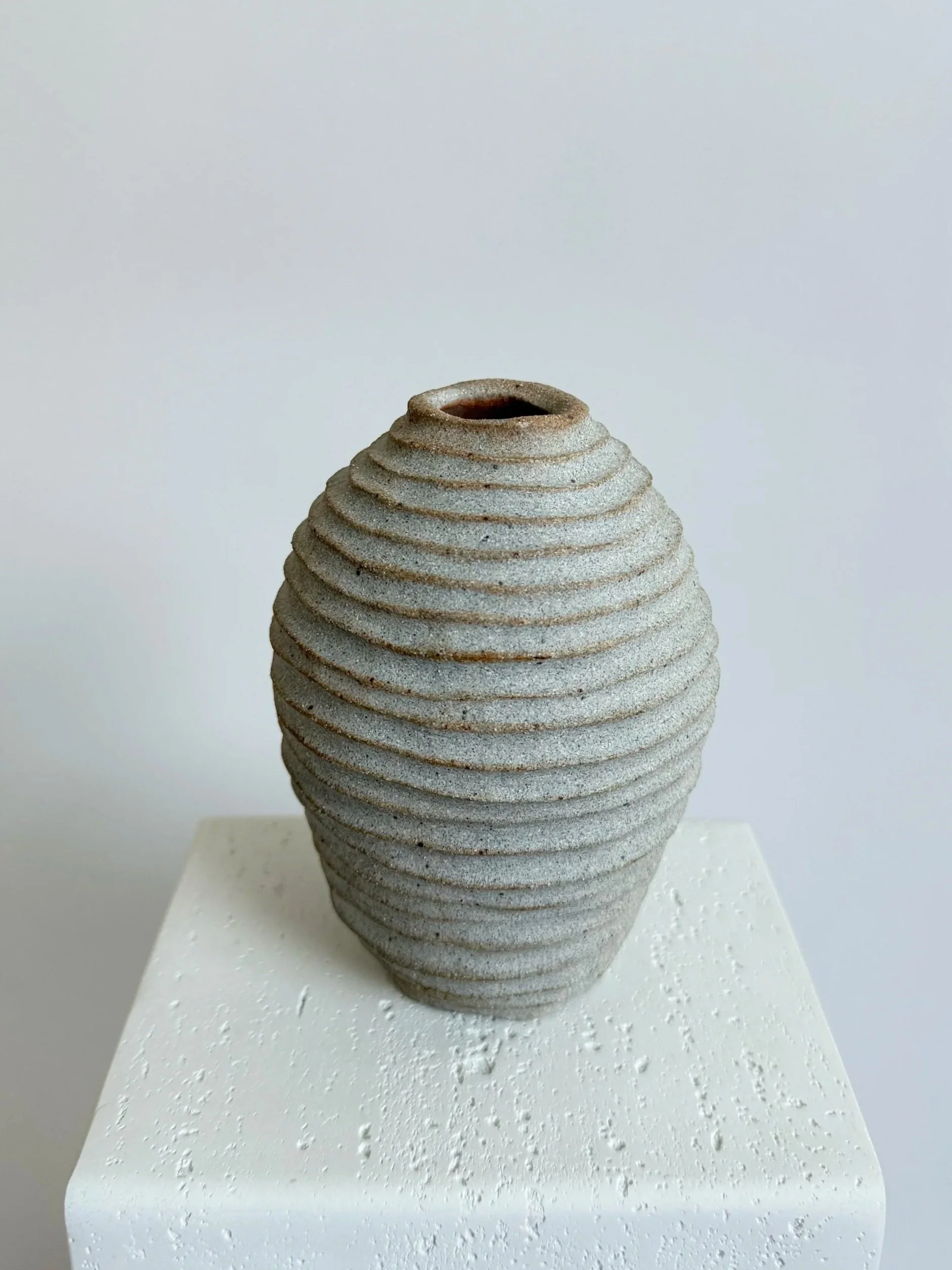 Grooved Granite Vase