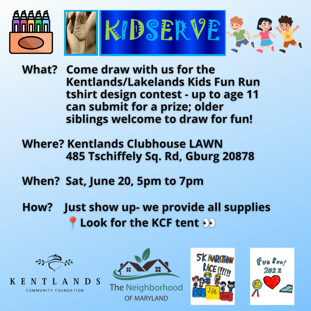 Flyer for KidServe fun run t-shirt design event