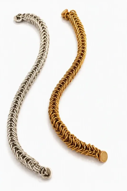 Two chain mail box chain bracelets