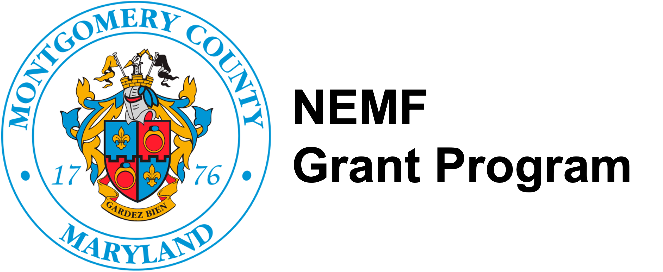 NEMF Grant Program logo featuring the Montgomery County, MD seal