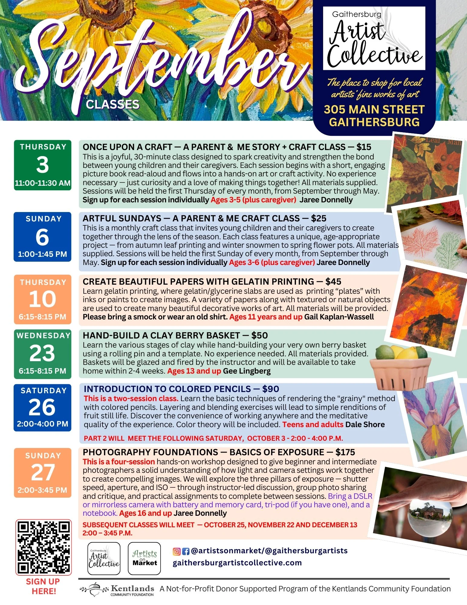 September class flyer for Artists on Market