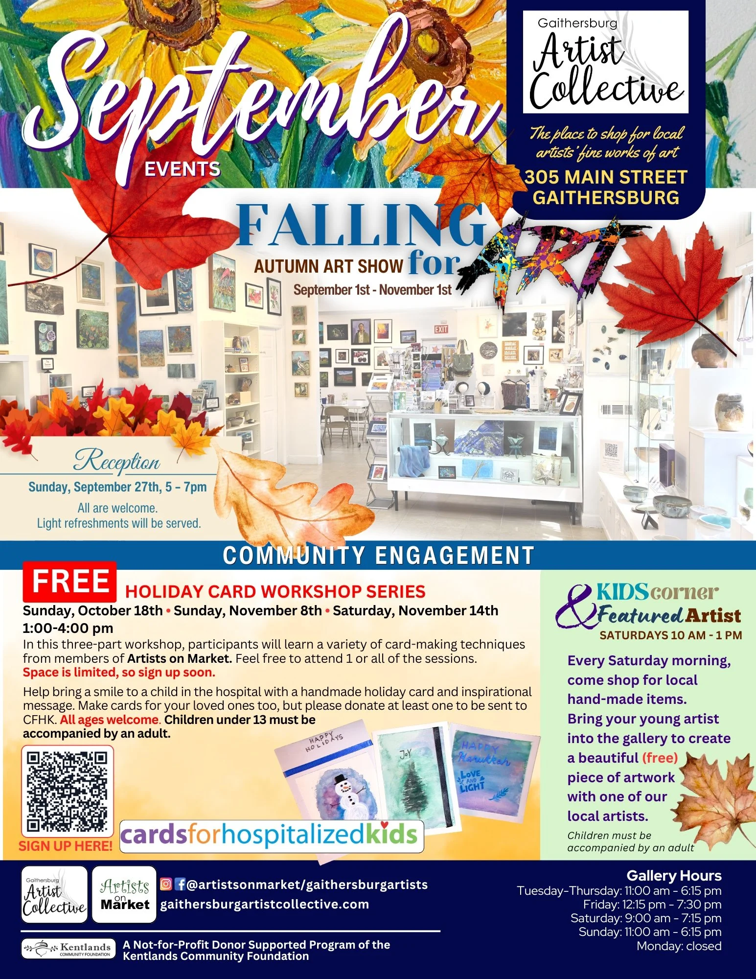 Flyer for September events at Artists on Market
