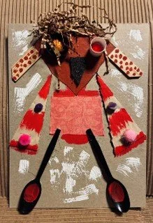 Hand crafted alien artwork from upcycled materials