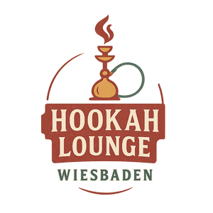 Logo des Hookah Lounge Wiesbaden, das eine Shisha und einen Becher mit Rauch zeigt.