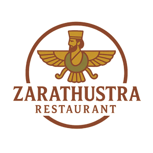Logo des Restaurants ZARATHUSTRA mit einer stilisierten Darstellung eines mythologischen Wesens mit Flügeln