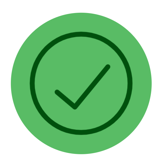 Green checkmark inside a circle on a white background.