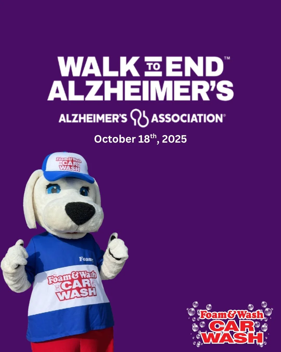 Come see Foamy at the 2025 Walk to End Alzheimer's on October 18th!
🚶‍♂️Walkway Over the Hudson - Highland, NY 12528🚶‍♂️‍➡️