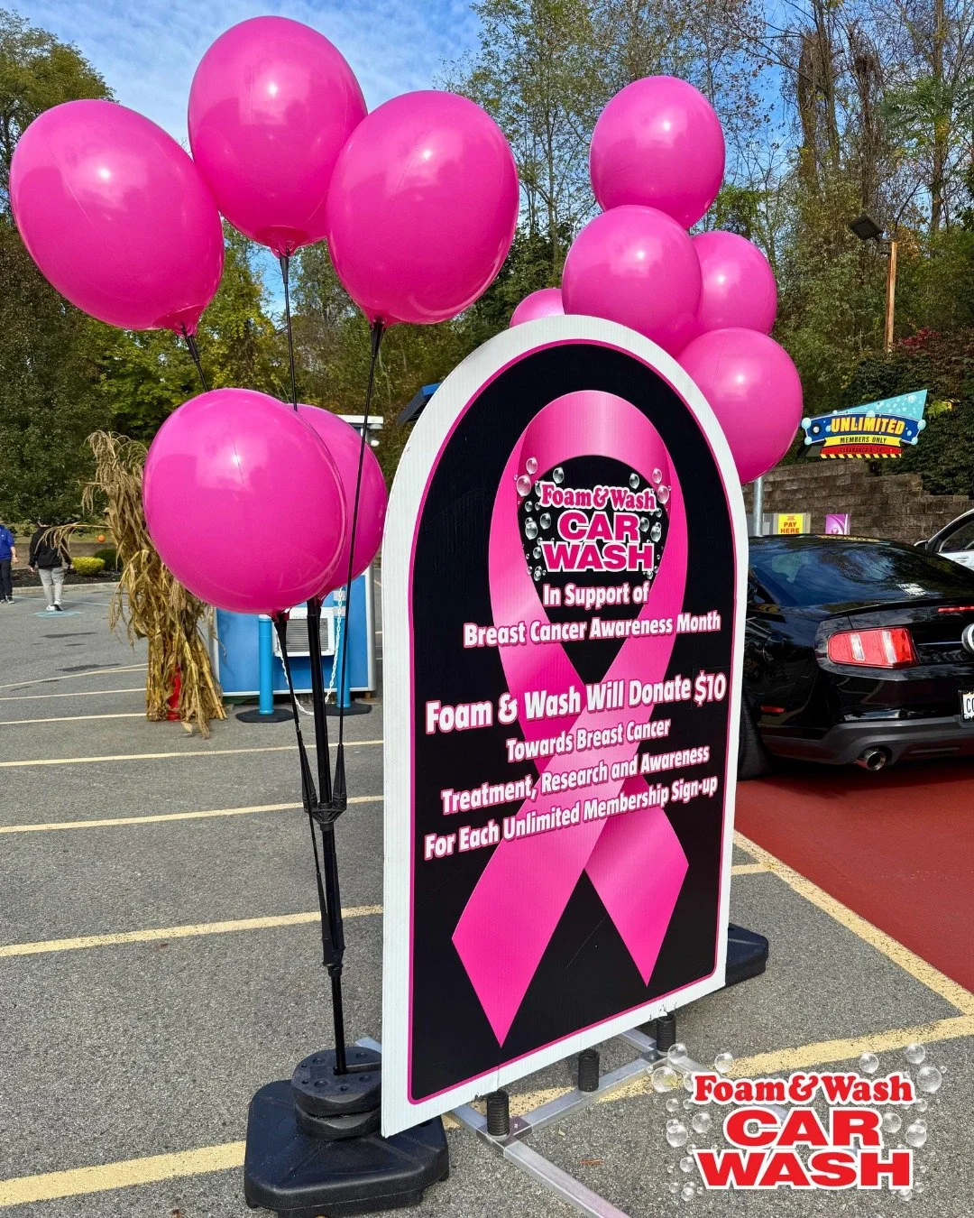 Friendly Reminder: All month long, we're donating $10 to Miles of Hope Breast Cancer Foundation & Brielle Grace Breast Cancer Foundation for every new Unlimited Wash Membership. Join us in supporting breast cancer research, treatment and awarenes