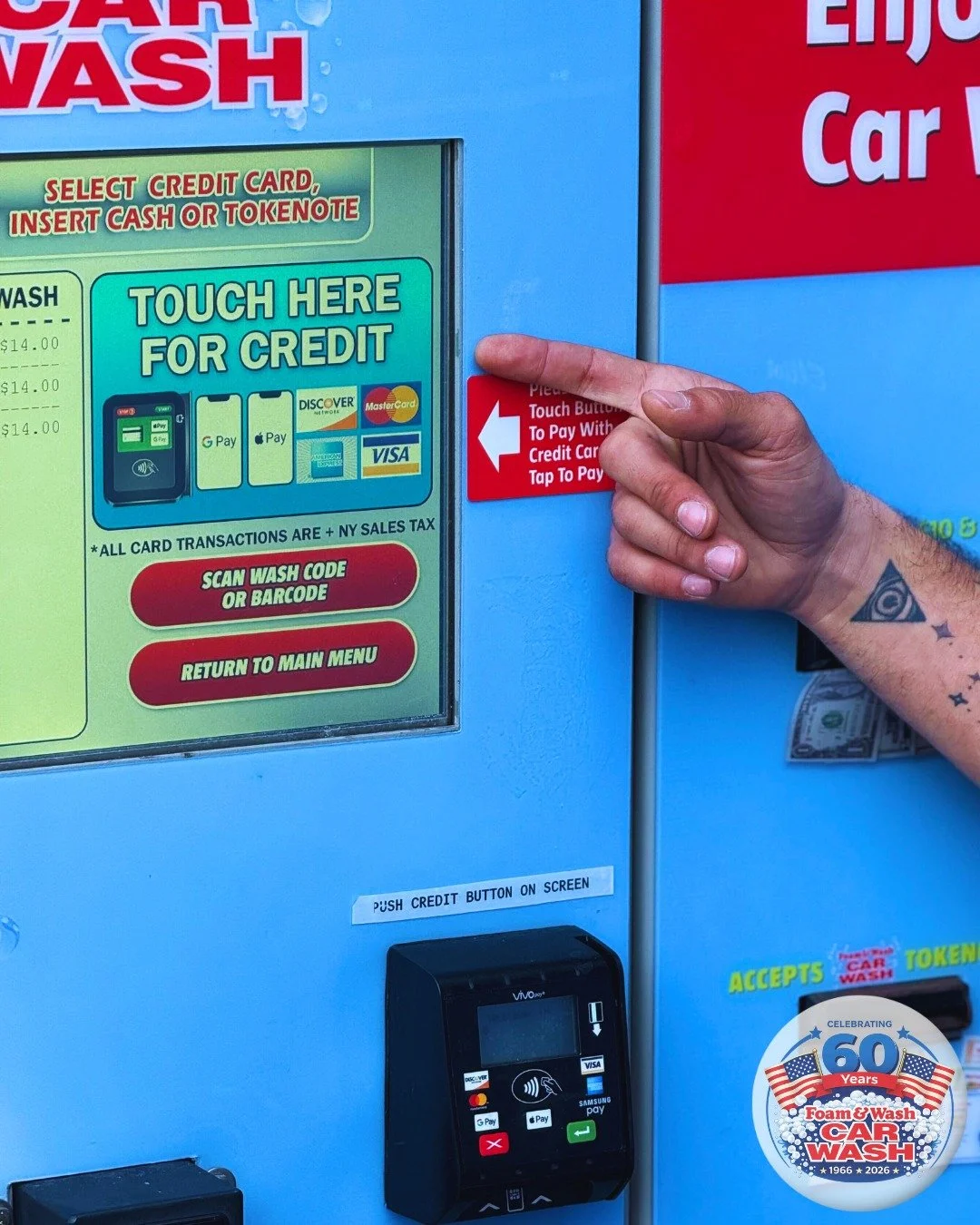 Ready to pay for your wash? Make sure you tap this screen if you'd like to use a card! 😊