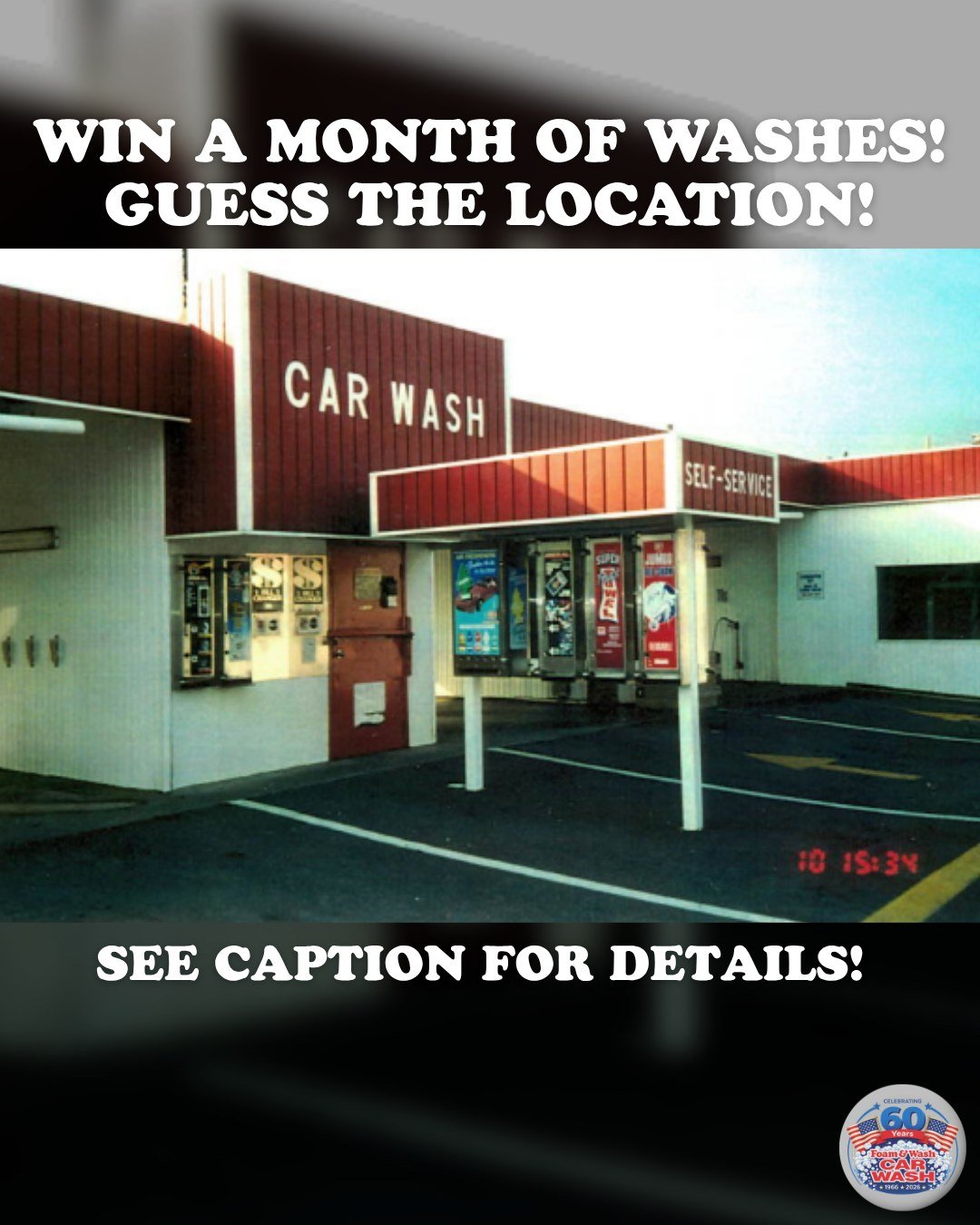 Want to WIN a FREE month of hot wax car washes? Guess the location! We are celebrating 60 years and we wanted to share our history with you! All you have to do is comment and tell us which location YOU think is in this picture! One correct answer wil