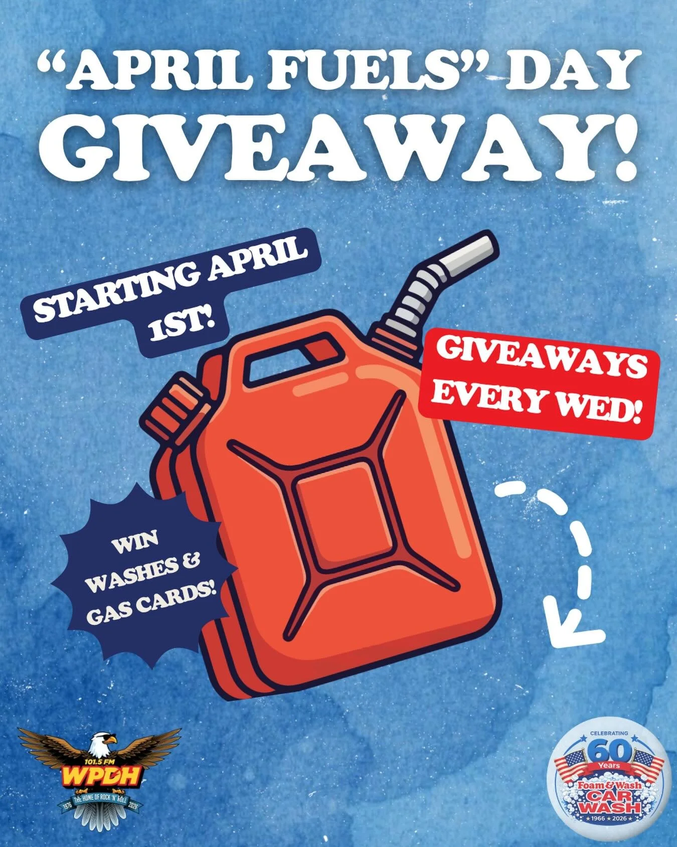 Find out which Foam &amp; Wash location they&rsquo;ll be at to score your free gas card, sign up to win $500 in free gas, plus score yourself a FREE car wash! 🚗💦

April Fools&rsquo; Day is coming up&hellip; and dirty cars are no joke.

Listen to WP