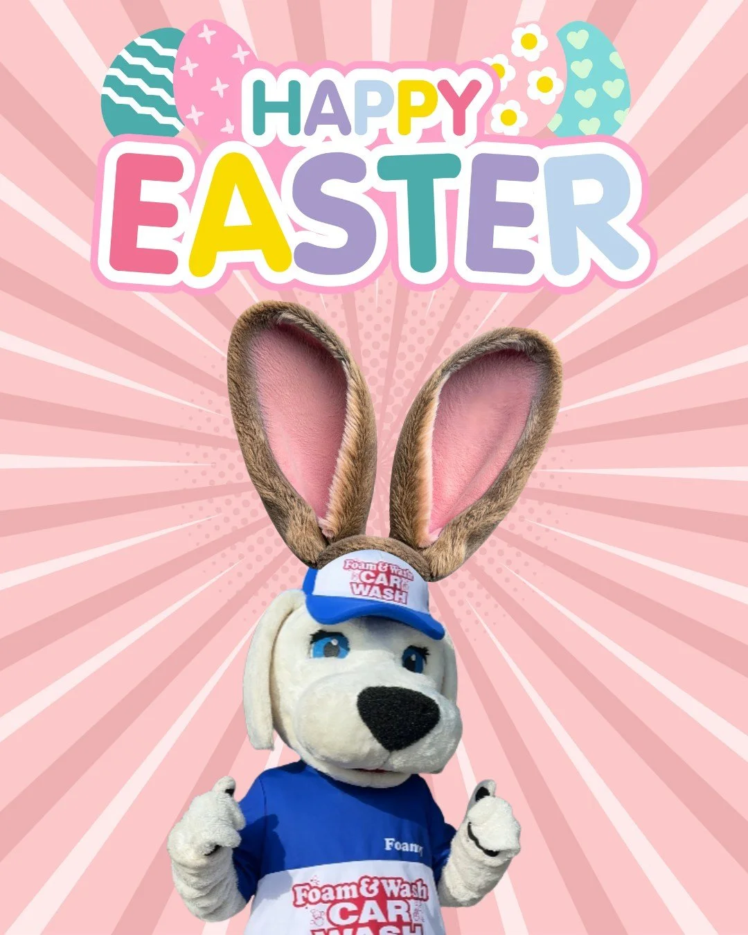 Happy #Easter from the Foam &amp; Wash Family! (And Foamy 🐶)