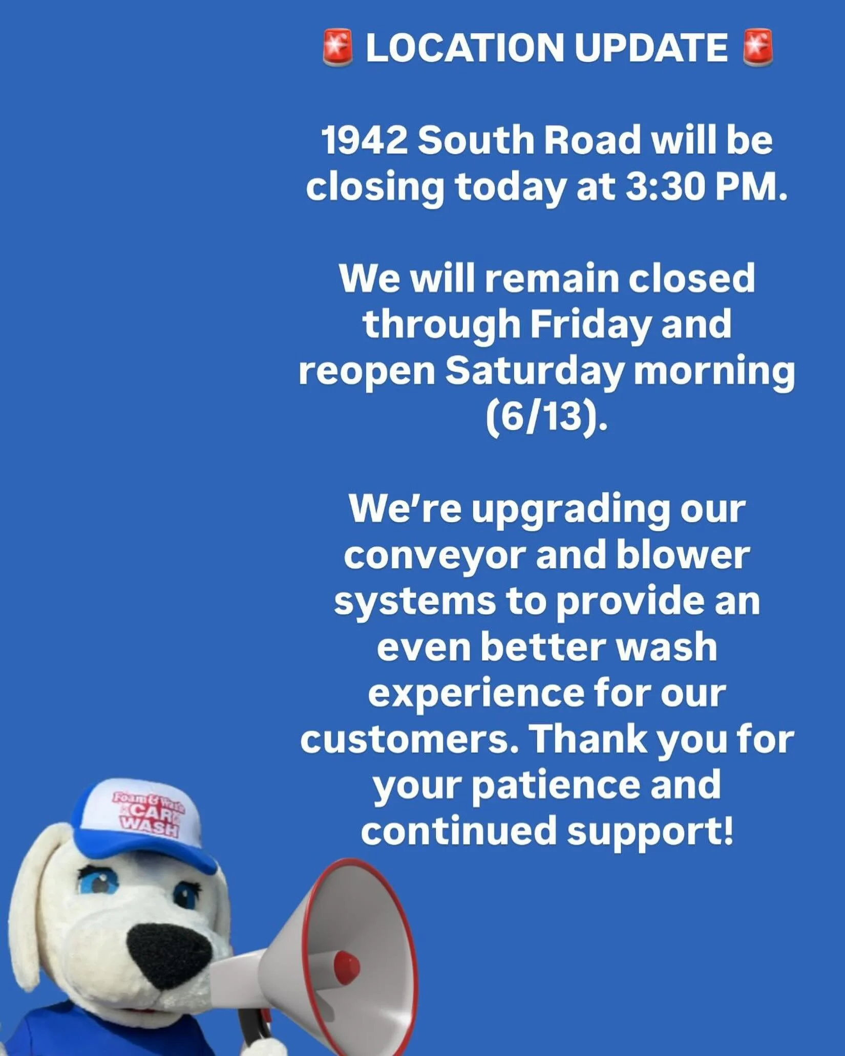 We will let everyone know if we open earlier HERE!! If you end up showing up, we&rsquo;ll have scratch offs and free washes for your next time around. Thank you for your patience and continued support.🫡❤️