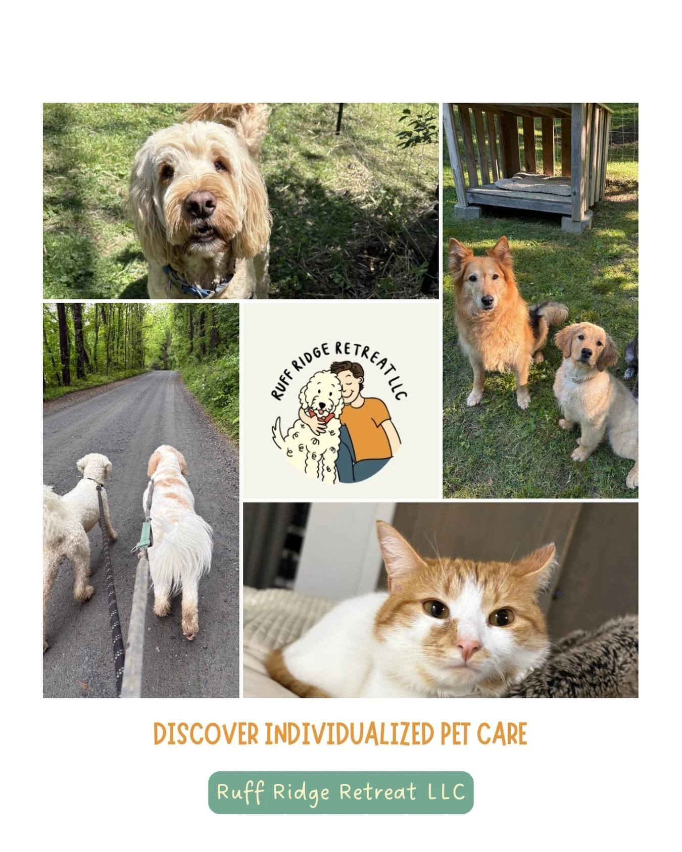 Discover individualized pet care with Ruff Ridge Retreat LLC, your trusted local pet care provider serving the greater Hendersonville, NC area. Just 10 minutes from downtown, our cozy mountain property now features a peaceful Chateau on-site for over