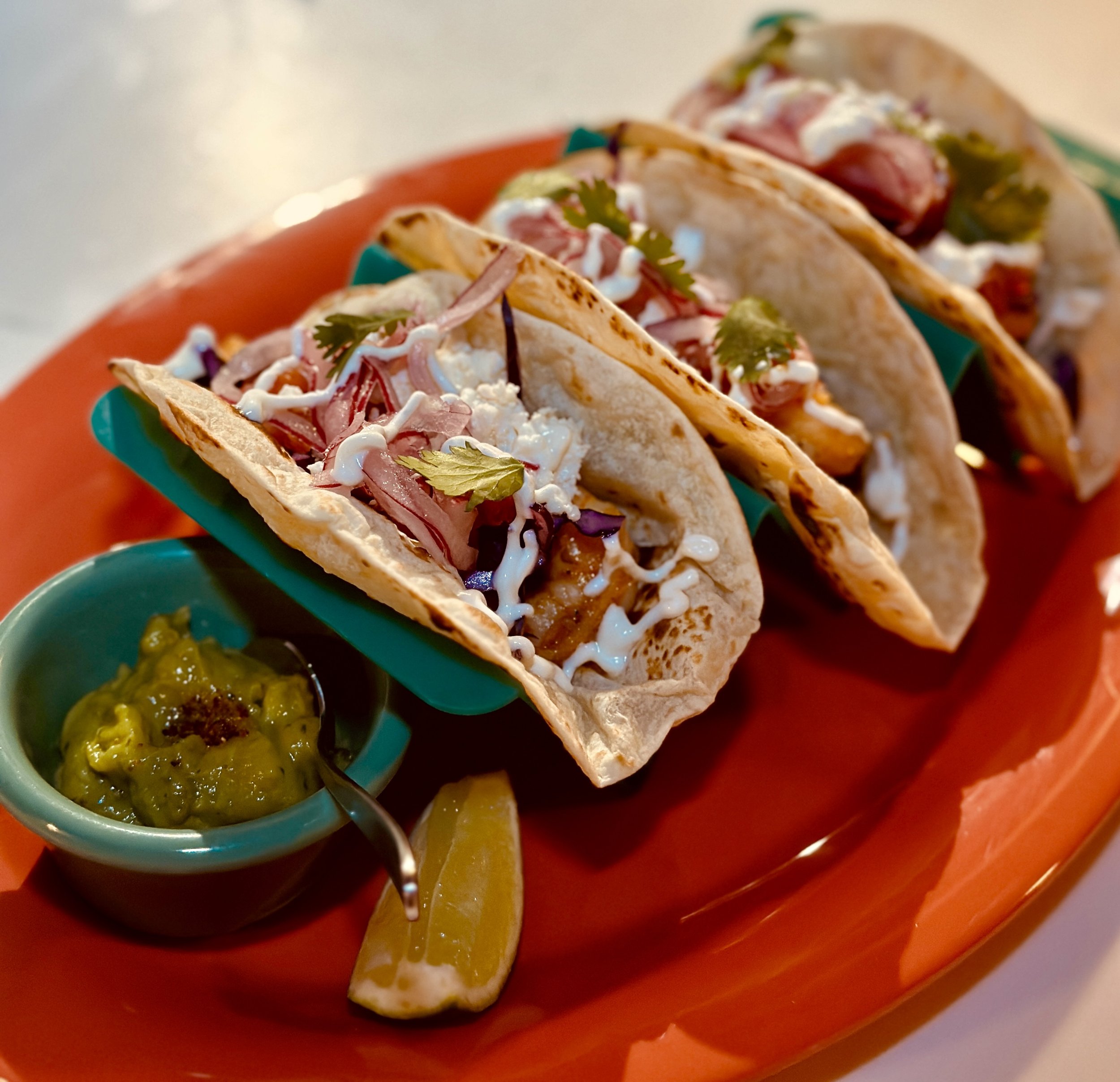 Tacos: chicken, fish or shrimp