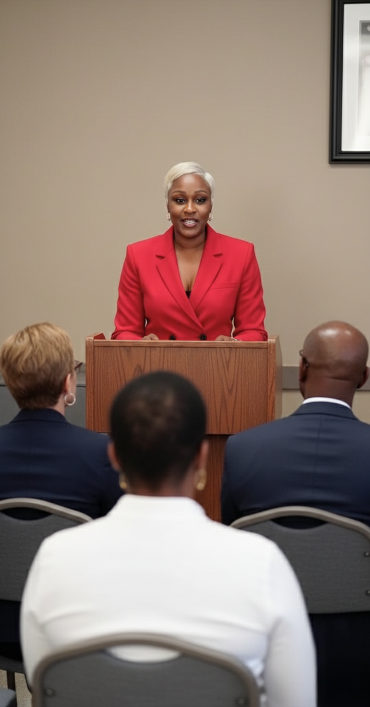 kwa red suit at senior family seminar.png