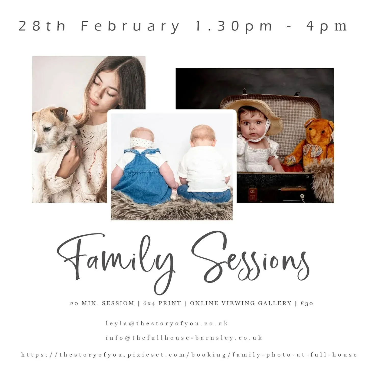 Support two local businesses by booking your session today!

These are perfect for Mother's day gifts. 

Just kids. Mummy and Me. Daddy and Me. Family. These sessions incorporate it all. 

Memories to last forever.

https://thestoryofyou.pixieset.com