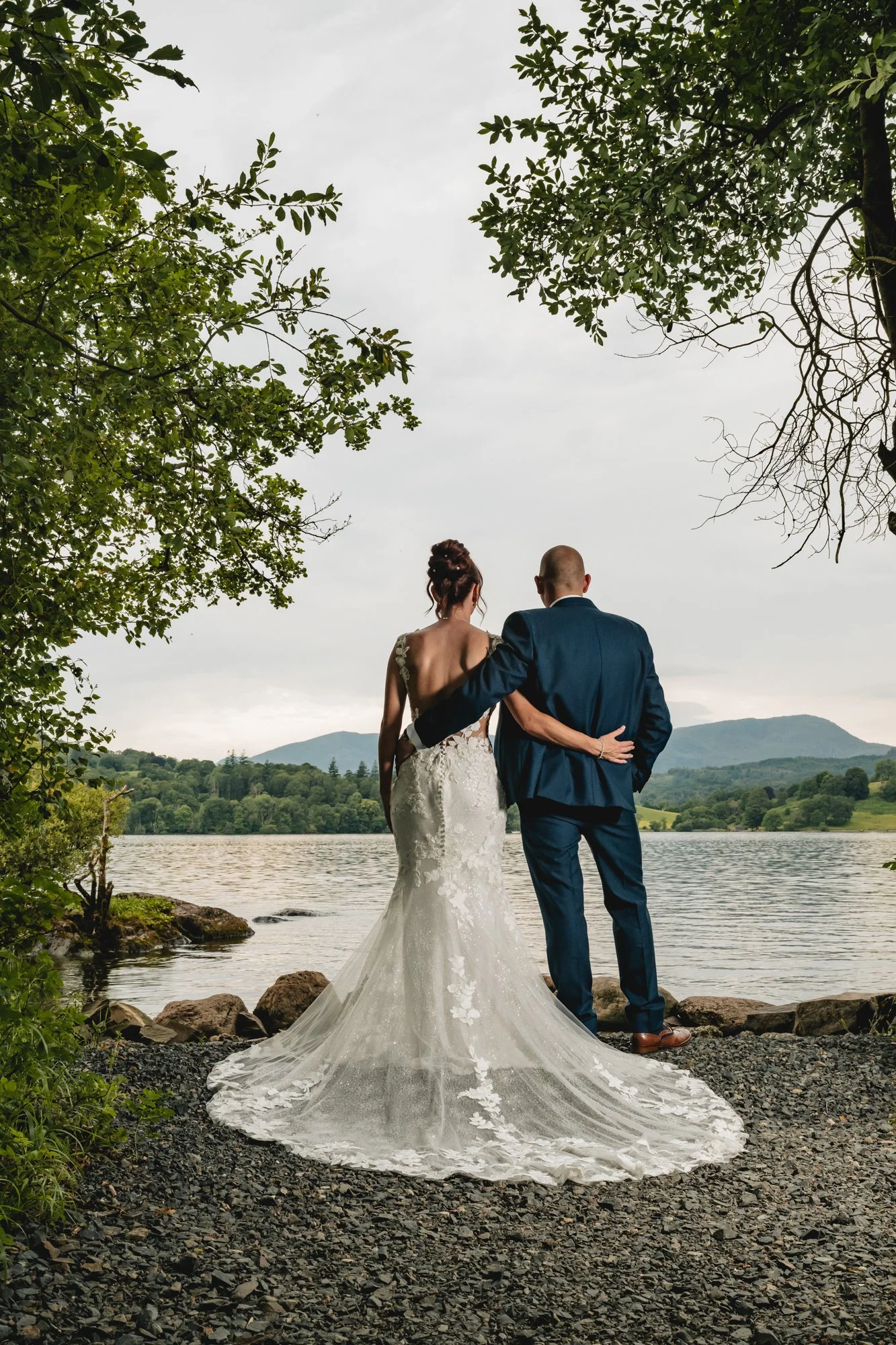 Wedding couple at luxury Lake District wedding