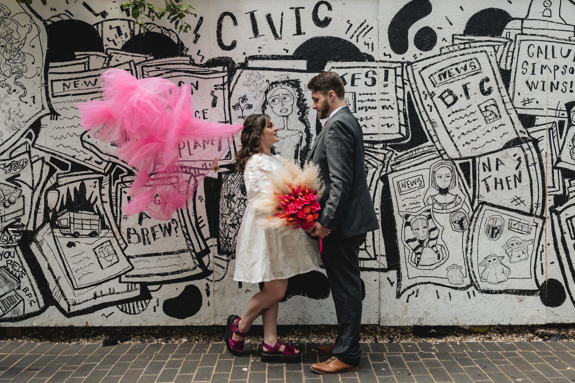 Wedding couple at Barnsley Civic