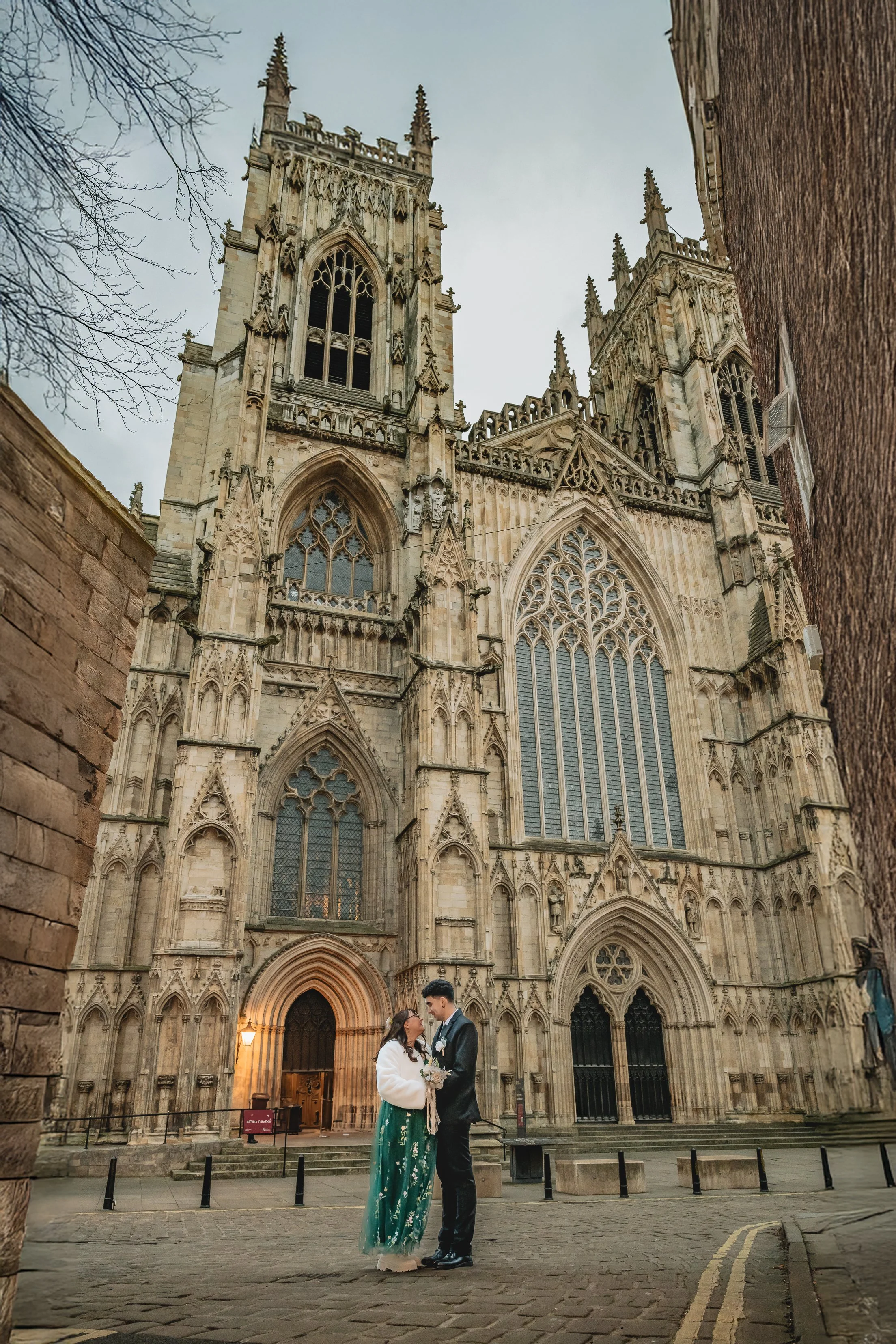 Wedding couple by York Minster