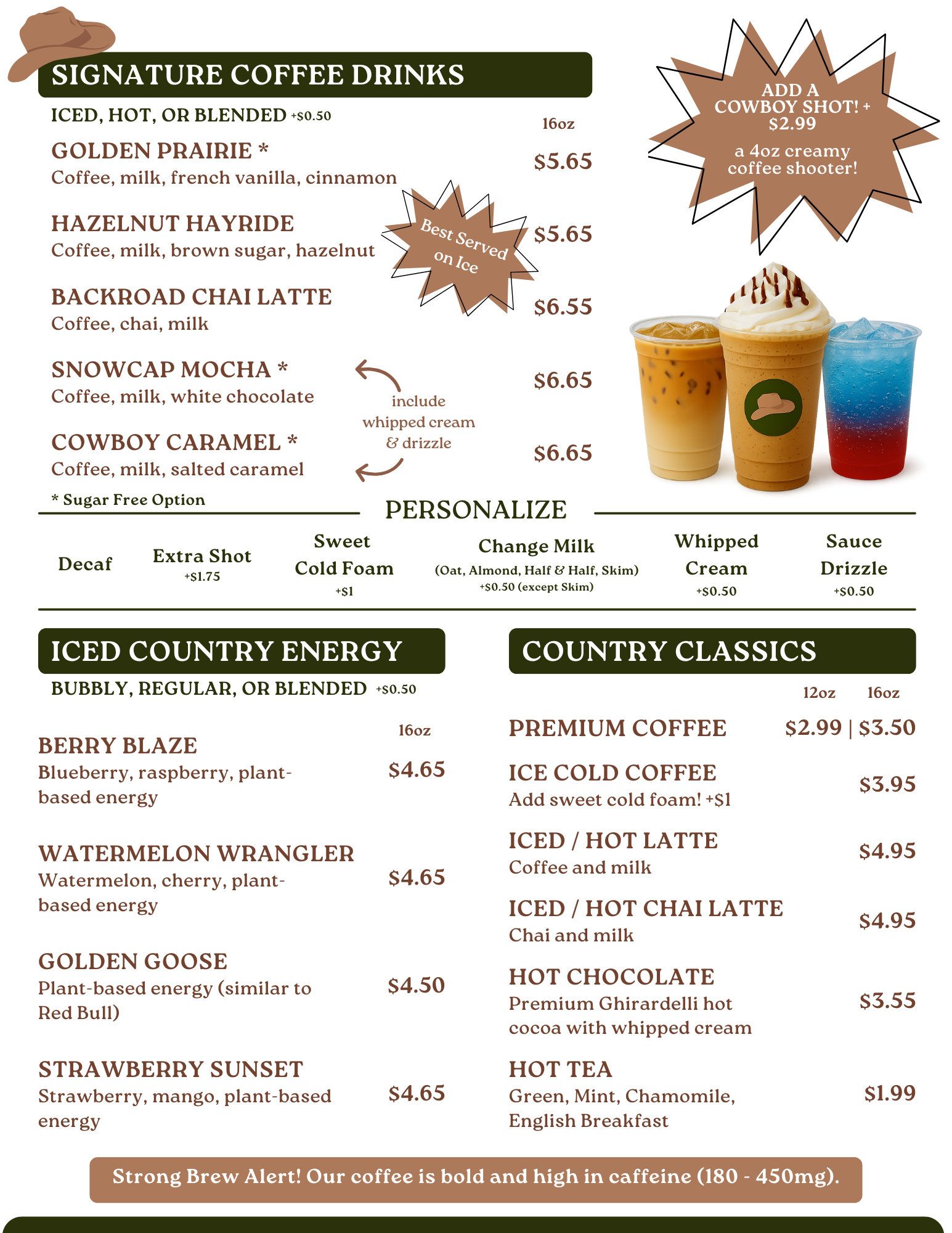 Country Time Coffee Company Menu