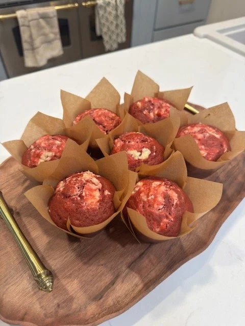 Red Velvet Cream Cheese Crumb Muffins