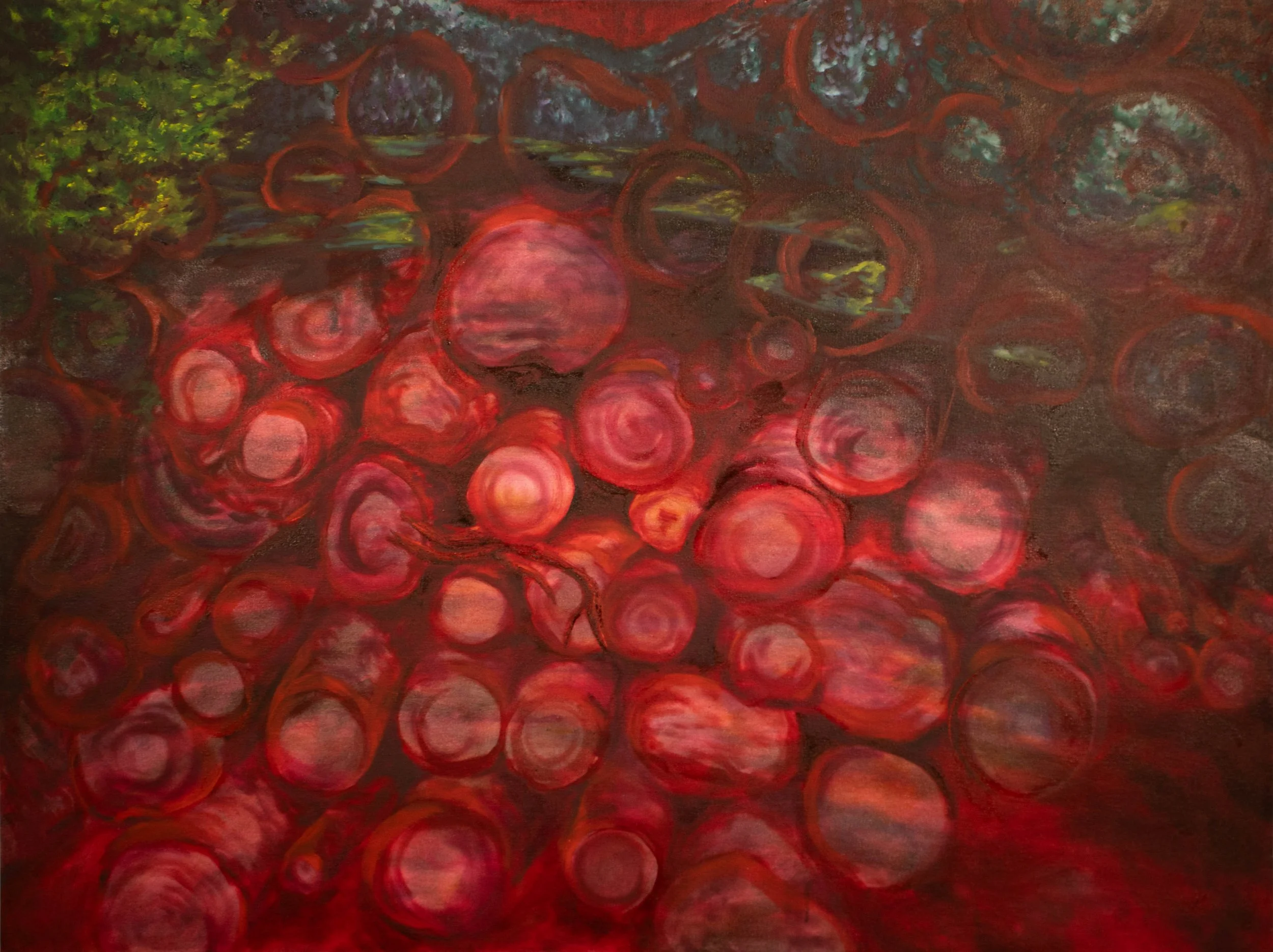 I Inhale the ground and exhale this syrupy sick to your stomach, I am sick to my stomach. | 2024 | Oil on Canvas | 36" x 48"