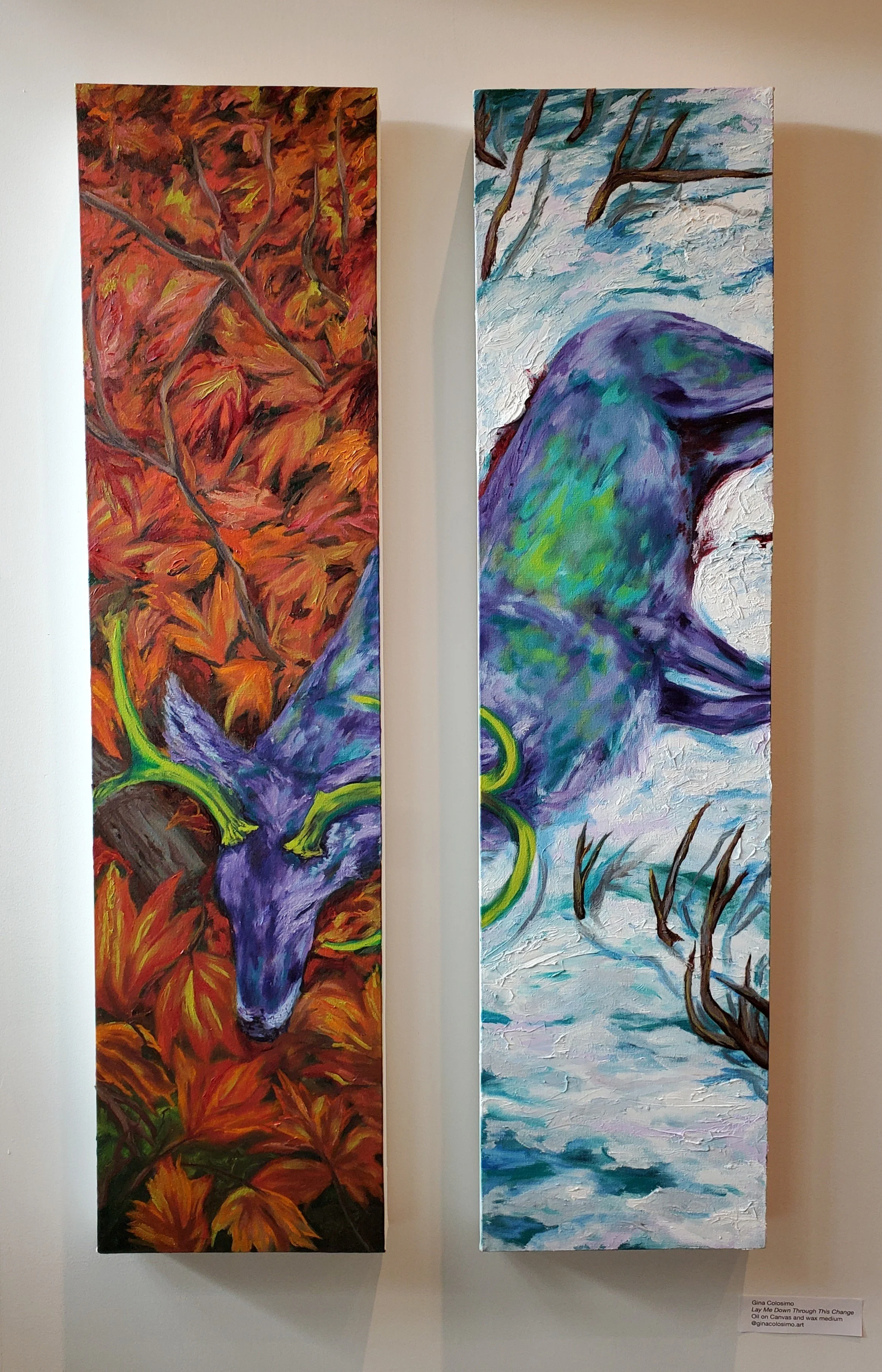 Lay Me Down Through This Change | 2024 | Oil and Wax Medium on Canvas | 4' x 1' each