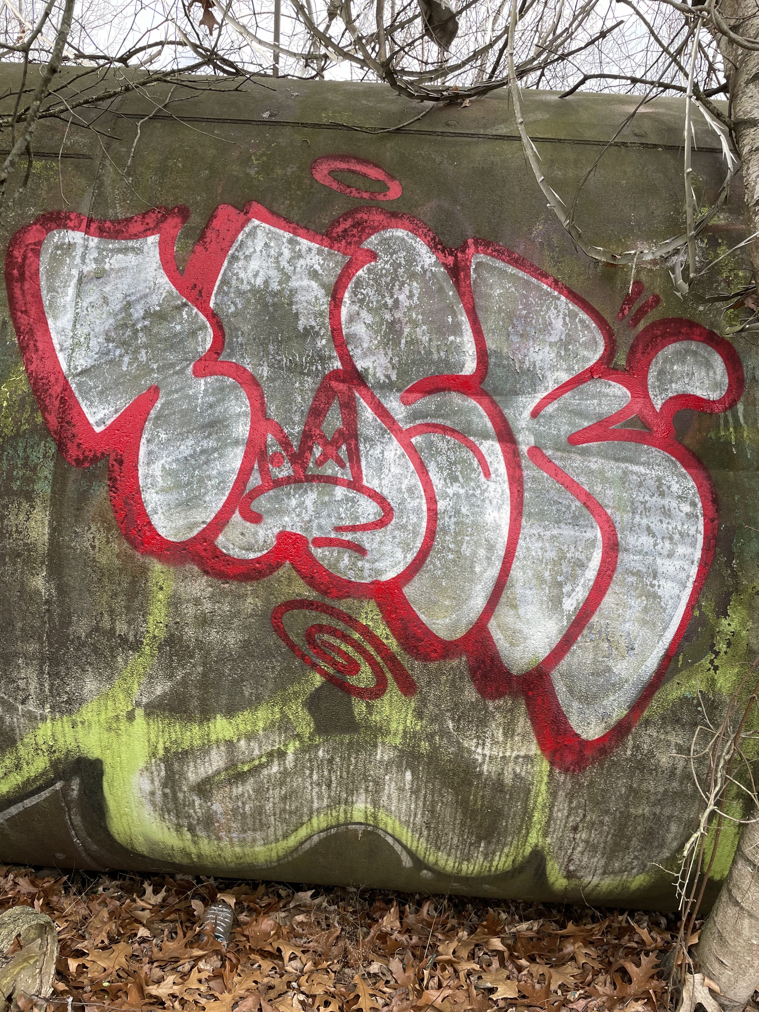 TASK graffiti throw up on concrete wall with red and white spraypaint