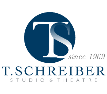 Logo of T. Schreiber Studio & Theatre featuring a large blue circle with the initials 'T.S.' inside, a small red bridge graphic, and the text 'since 1969' and 'T. Schreiber Studio & Theatre' below.
